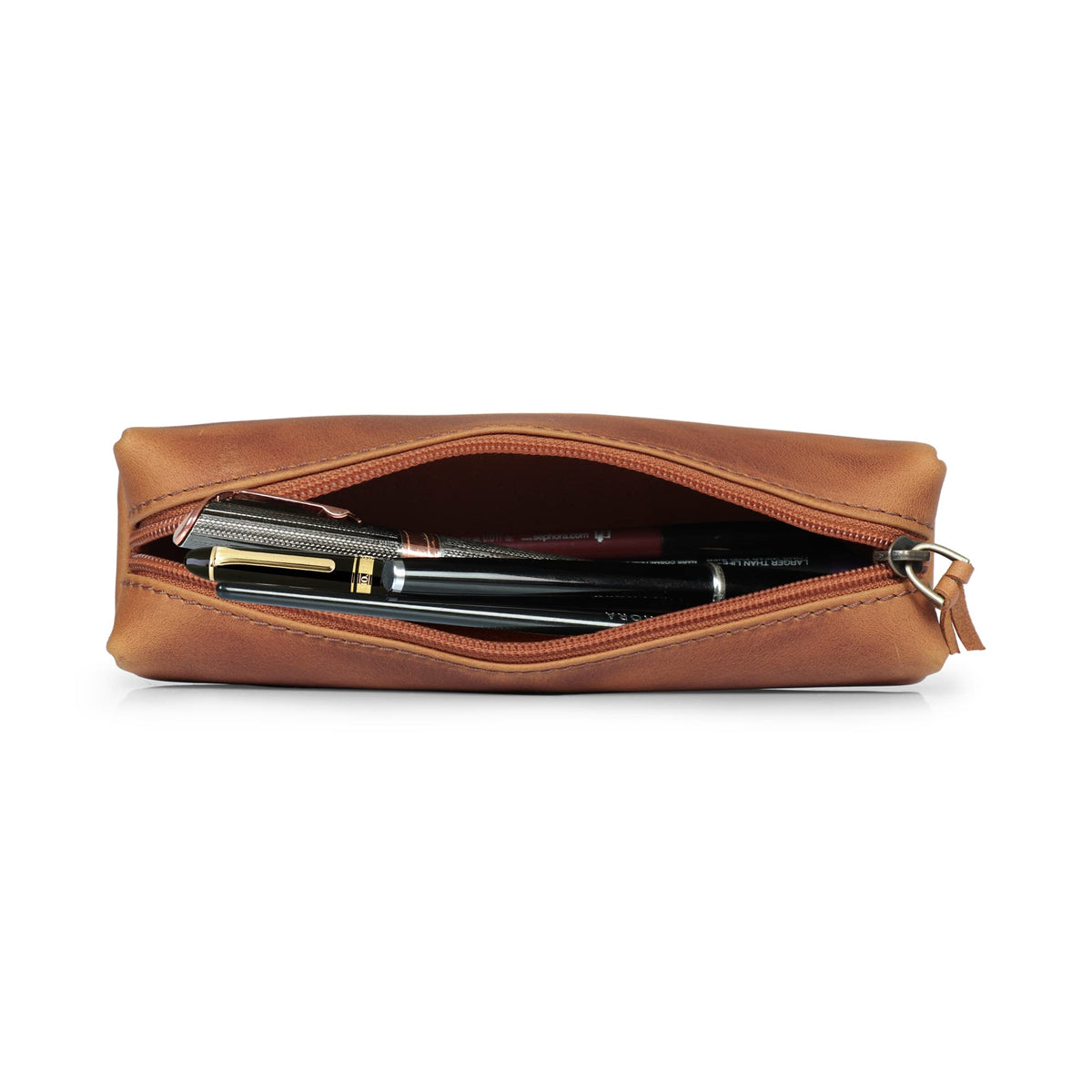 Londo Genuine Leather Zipper Pen, Pencil & Cosmetic Case