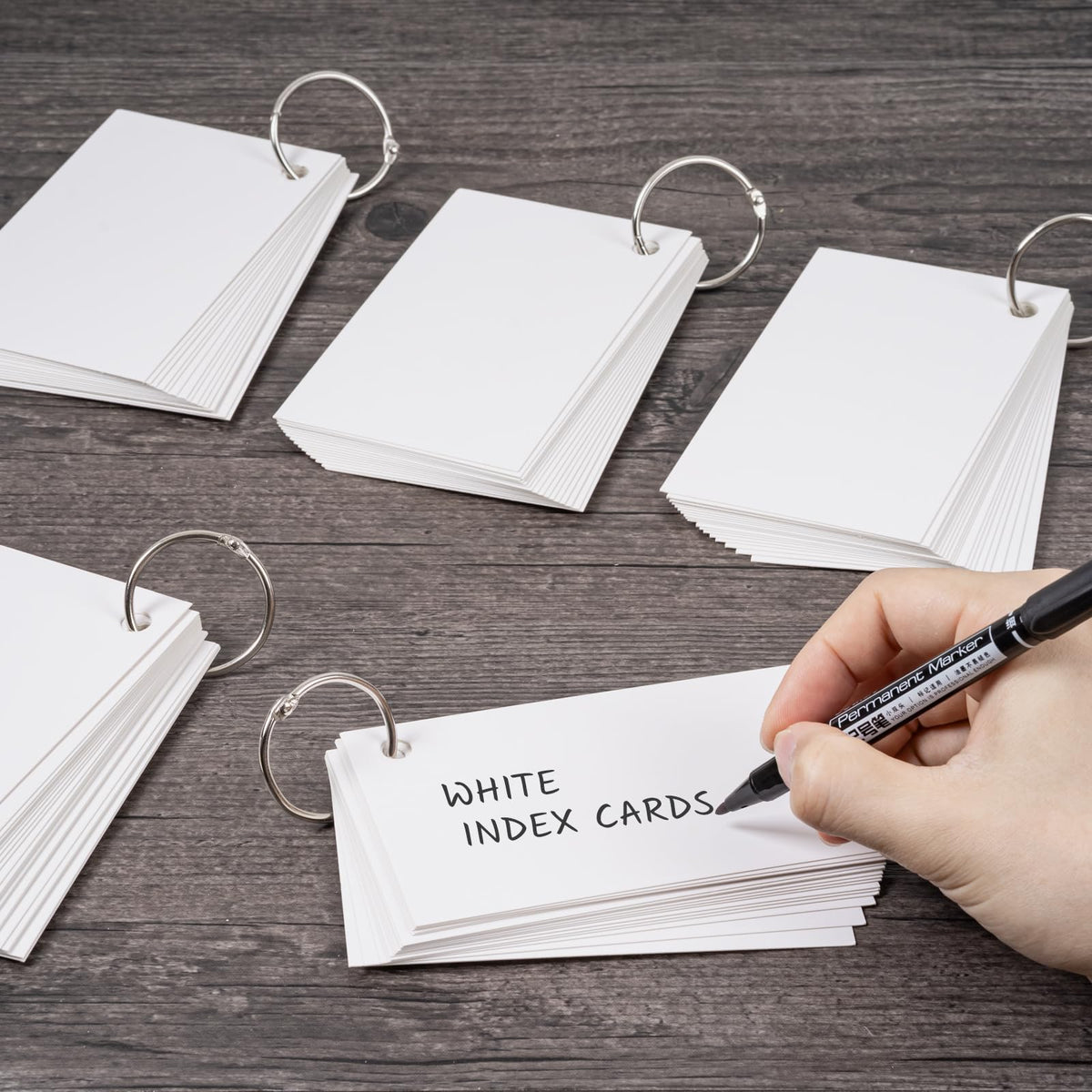 SIYOMG Index Cards, 600 PCS 3 x 5 Inch Punched Flash Cards with 12 Organizing Rings, White