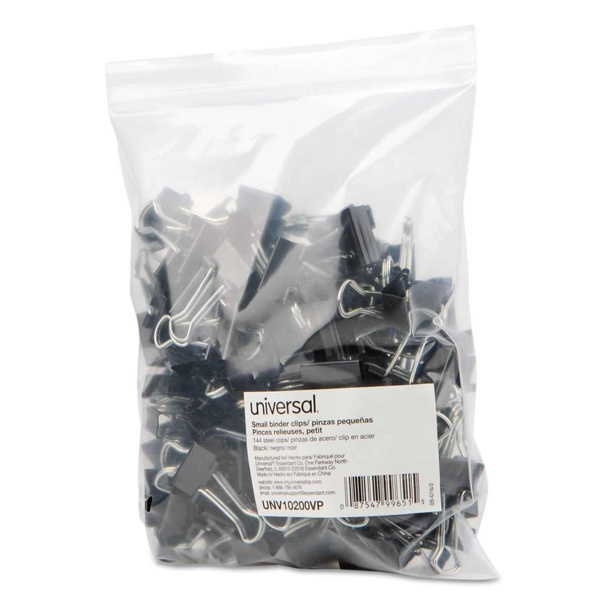 Universal Small Binder Clips Black/Silver, 144 Each (10200VP)