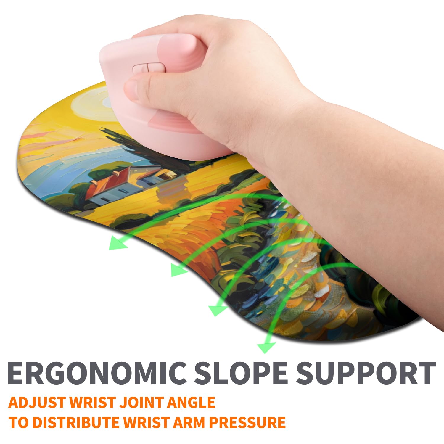 Armanza Ergonomic Joint Wrist Support Mouse Pad with Memory Foam Cushion Massage Bump, Carpal