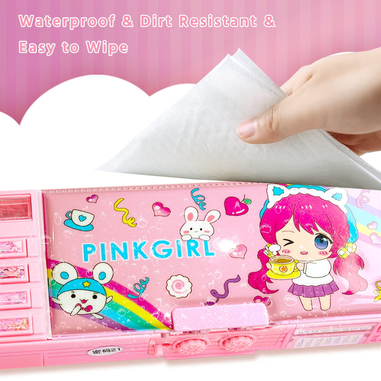 【2Pack】Pop Up Multifunction Pencil Case for Girls and Boys, Cute Cartoon Pen Box Organizer