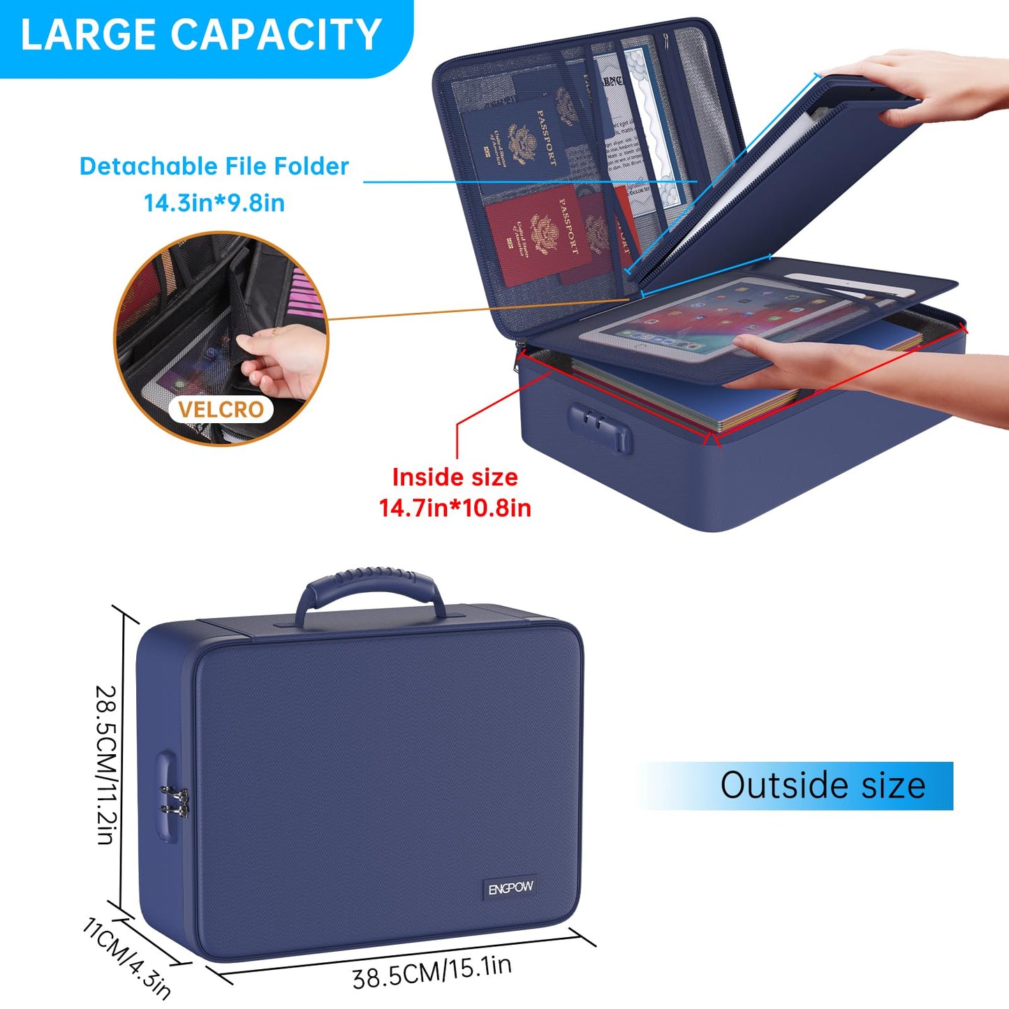 ENGPOW Fireproof Document Organizer Bag with Lock ＆ Accordion File Folder