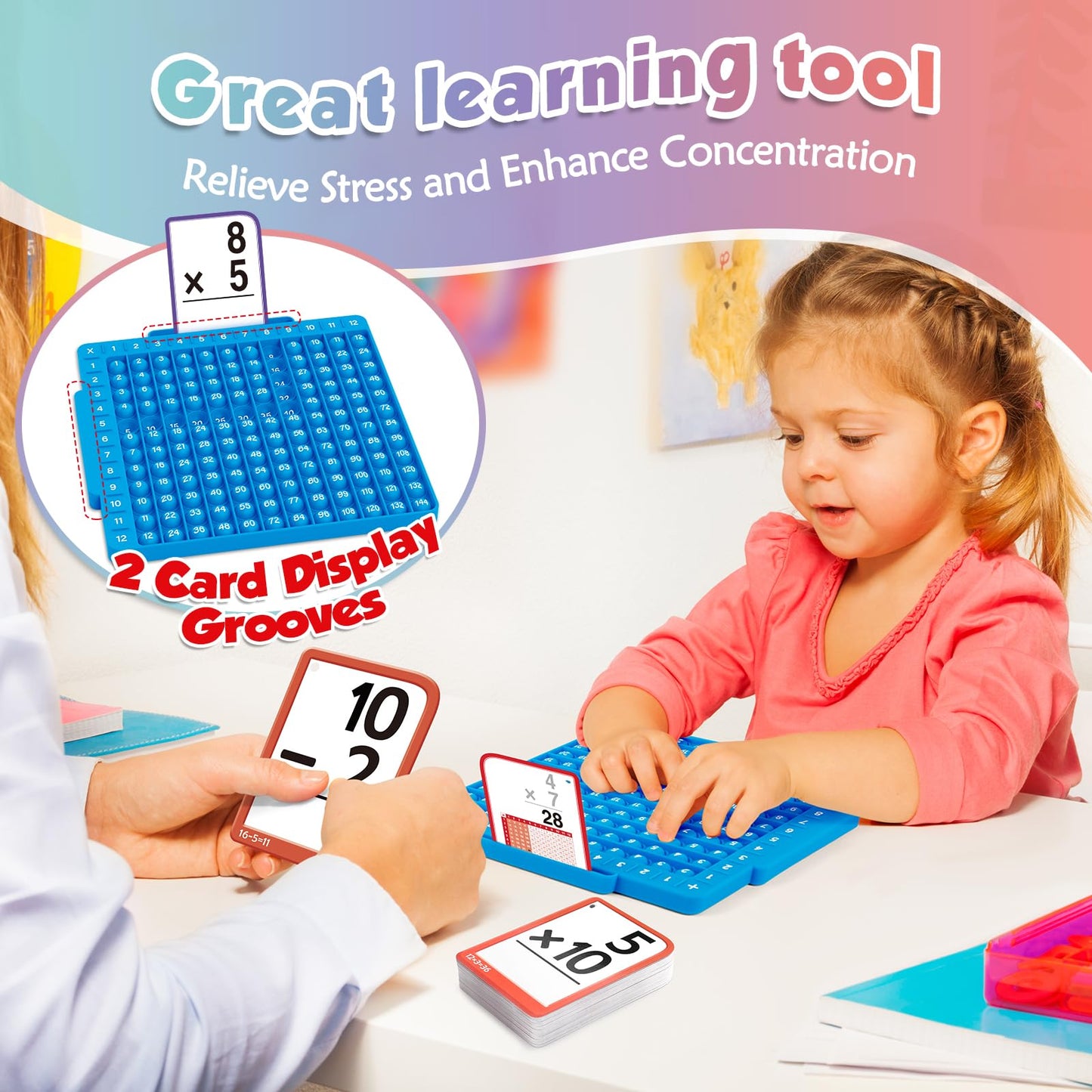 Torlam Math Flash Cards + Math Board, Multiplication Flash Card Times Table Chart, Math