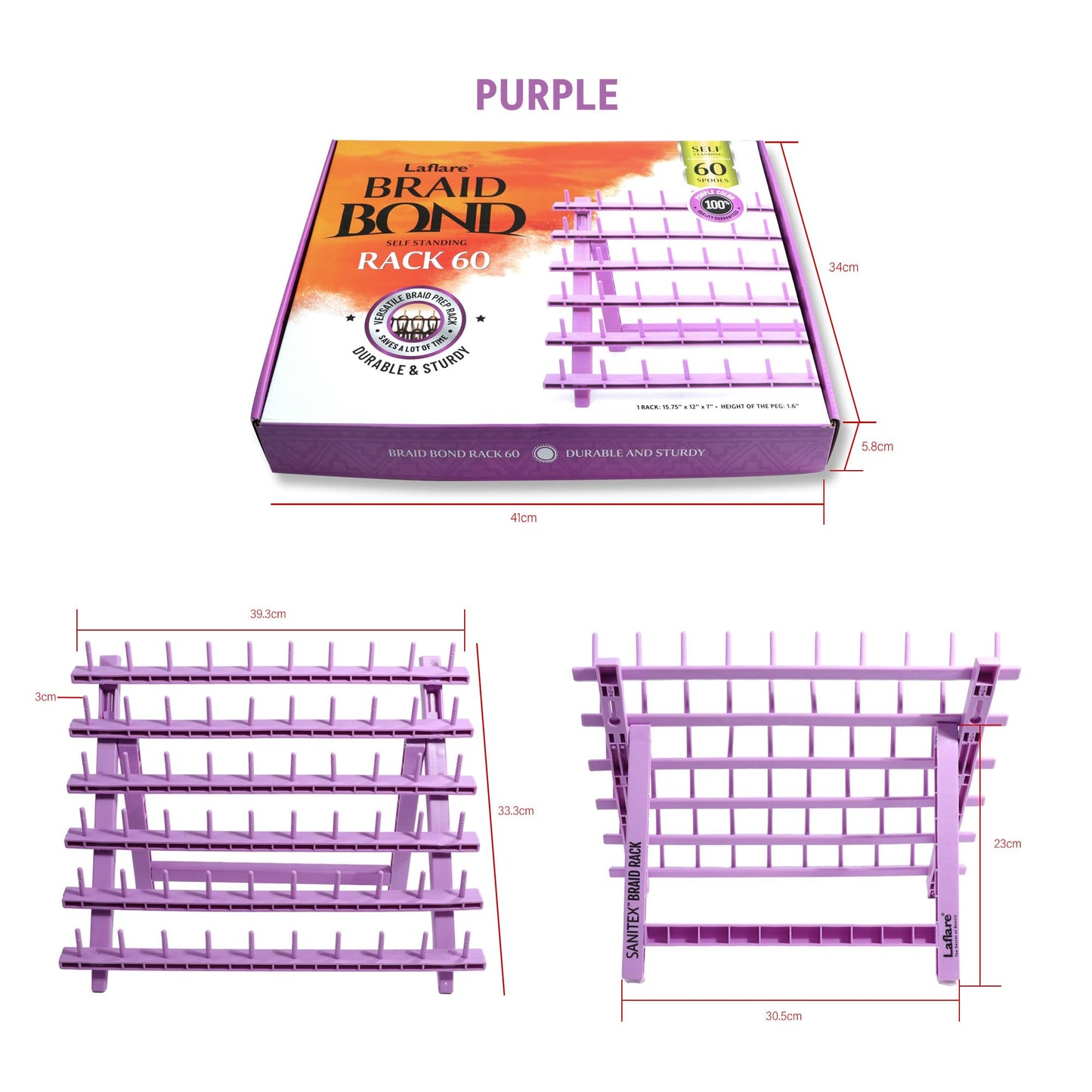 Laflare Braid Rack 60 Spools, PP Braiding Hair Stand, Thread Rack, Sewing Organizer, Quilting