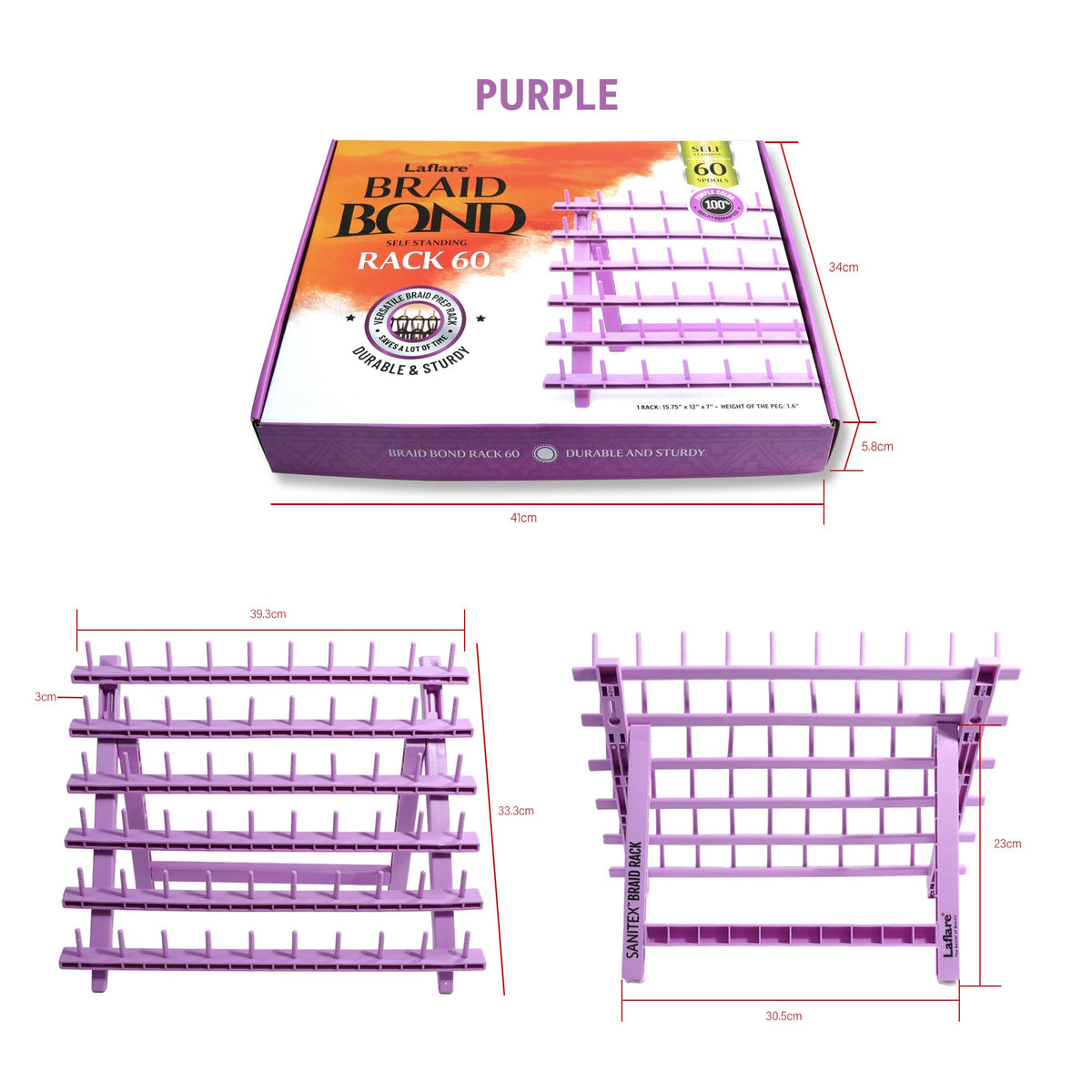 Laflare Braid Rack 60 Spools, PP Braiding Hair Stand, Thread Rack, Sewing Organizer, Quilting