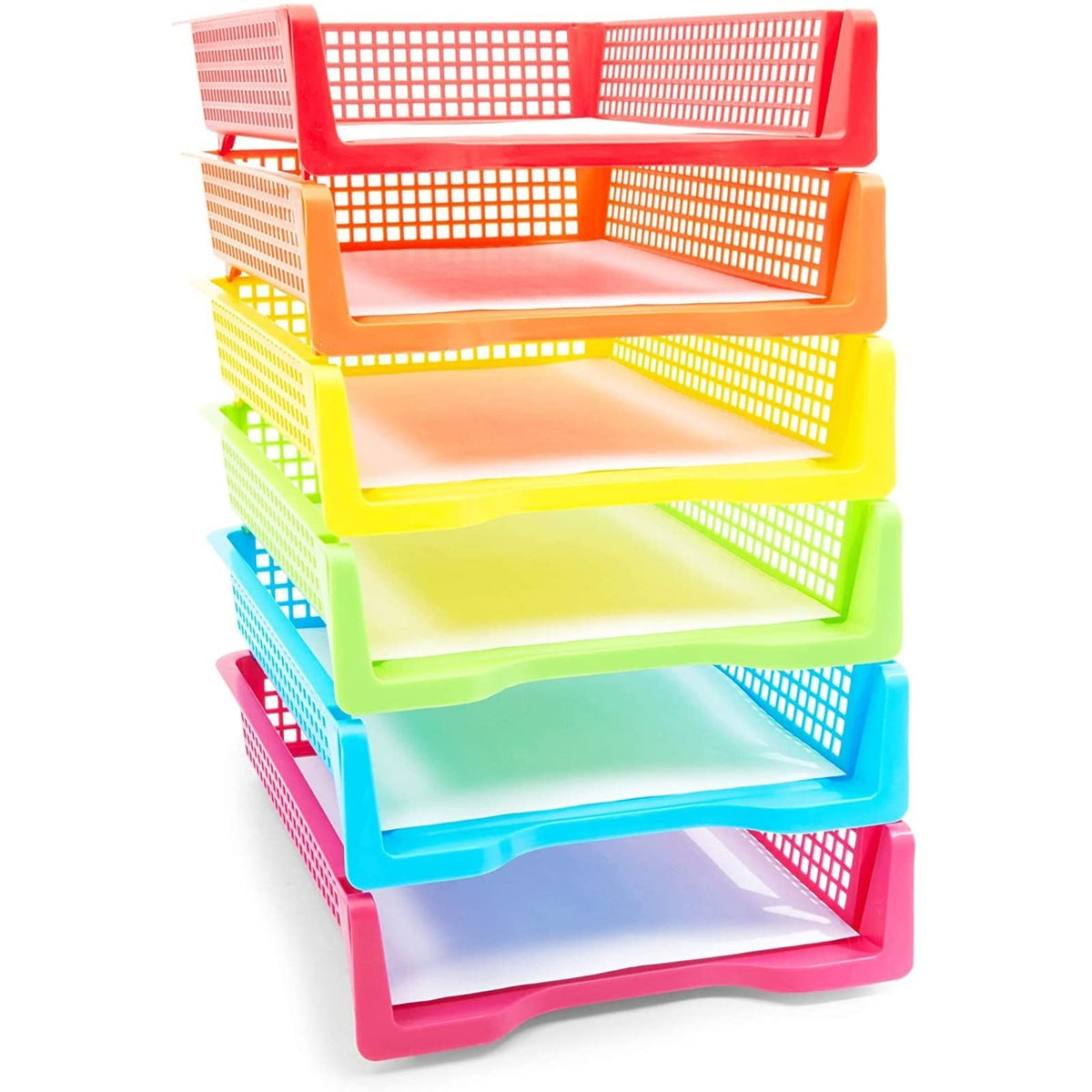 Bright Creations Classroom Turn in Trays - 6-Pack, Letter Size, 12.75 x 9.75 x 2.75 in, Rainbow