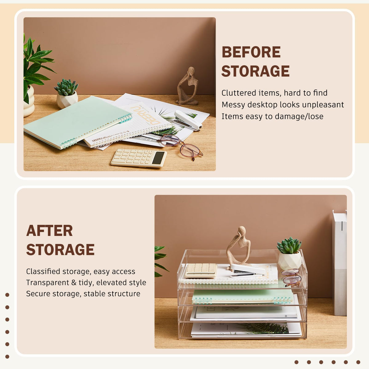 Harloon 4 Tier Paper Organizer Letter Tray Acrylic Desk File Organizer
