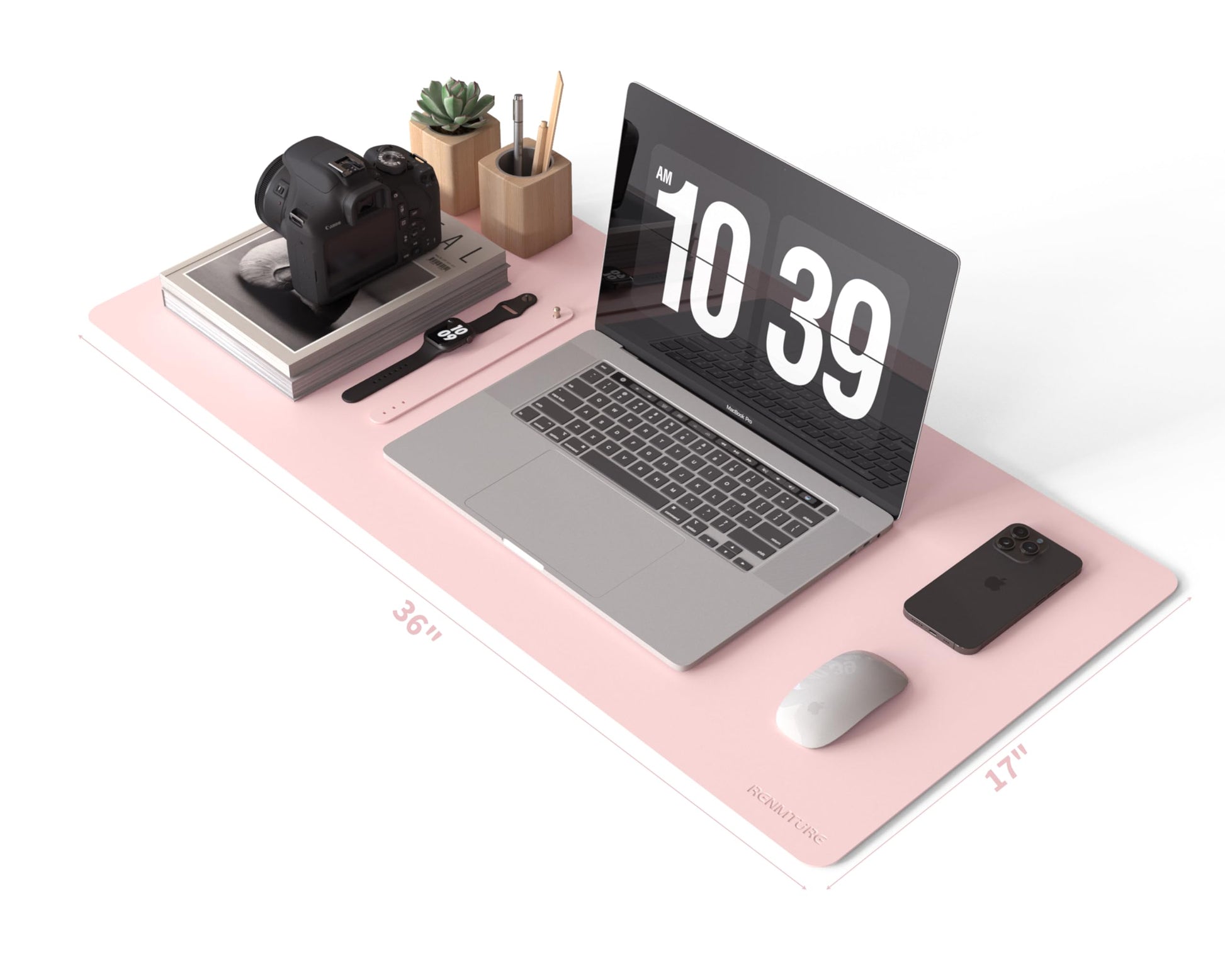 RENMTURE PU Mouse Pad, Faux Leather Large Desk Pad, Home Work Office Accessories, Non-Slip Desk