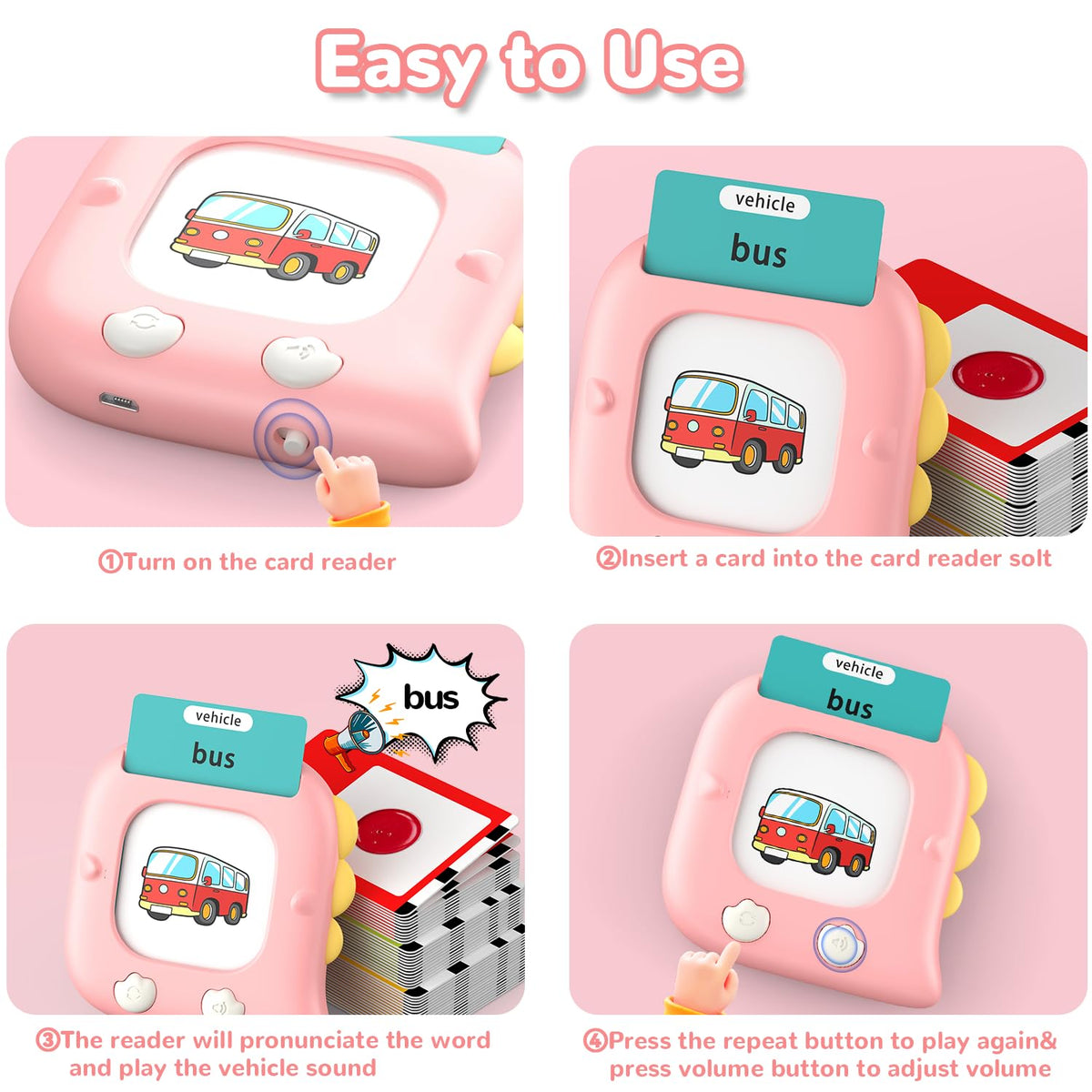Kidzdo 520 Words Talking Flash Cards, Birthday Gifts for 3 4 5 6 Year Old Girls, Early Educational
