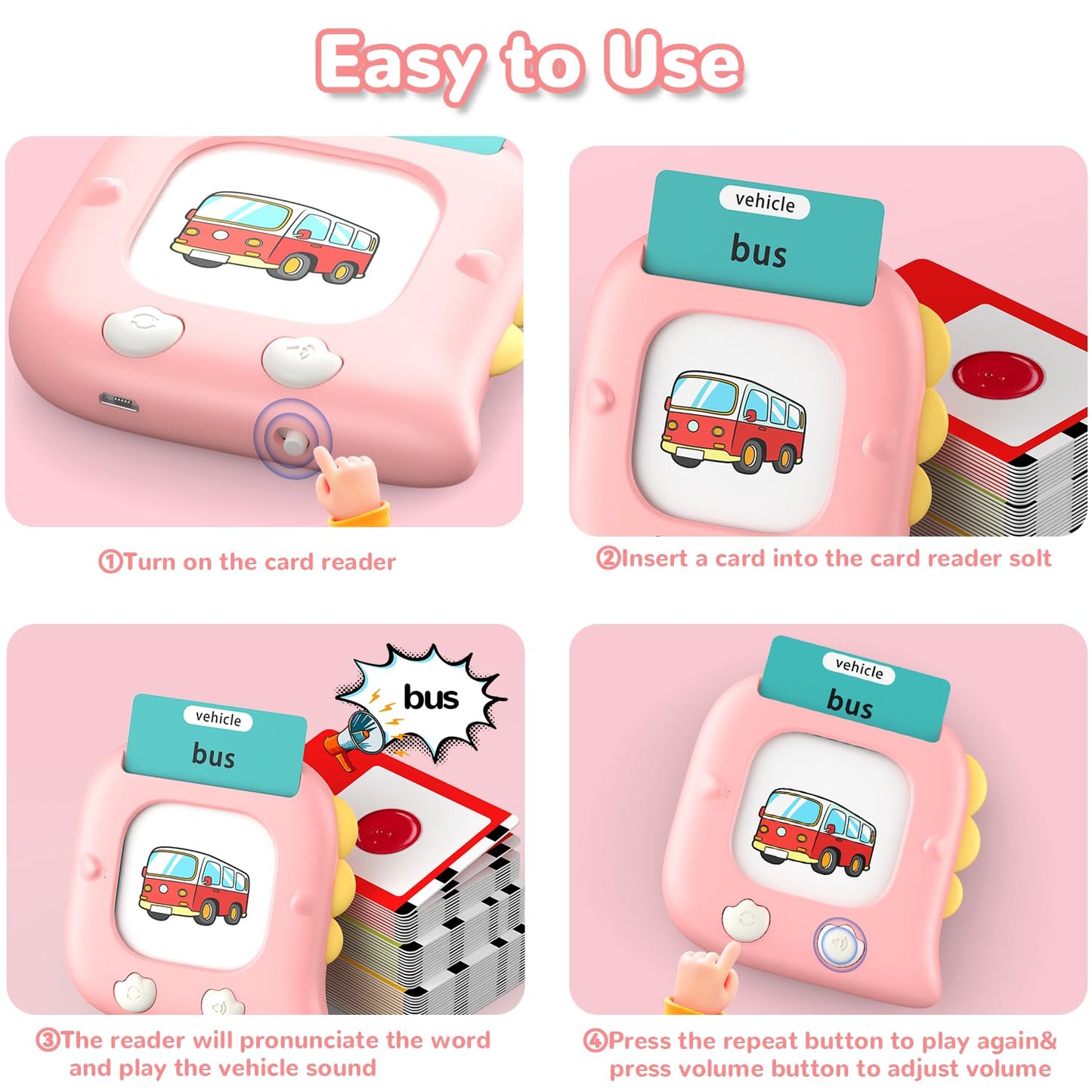 Kidzdo 254 Words Talking Flash Cards for 3 4 5 6 Years Old, Pocket Speech Learning Toys, Birthday