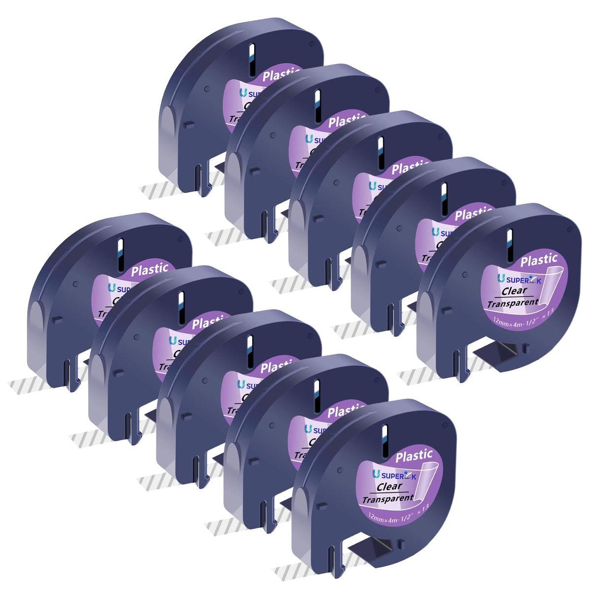 10PK Compatible for Dymo LetraTag Refills 16952 Black on Clear 12mm x 4m