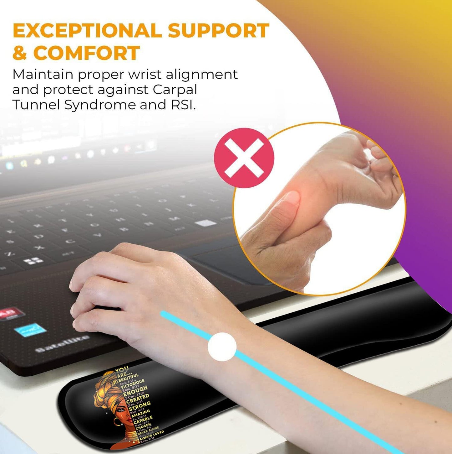 Black Mouse Pad with Stitched Edge Non-Slip Rubber Base, Office Accessories Desk Decor for