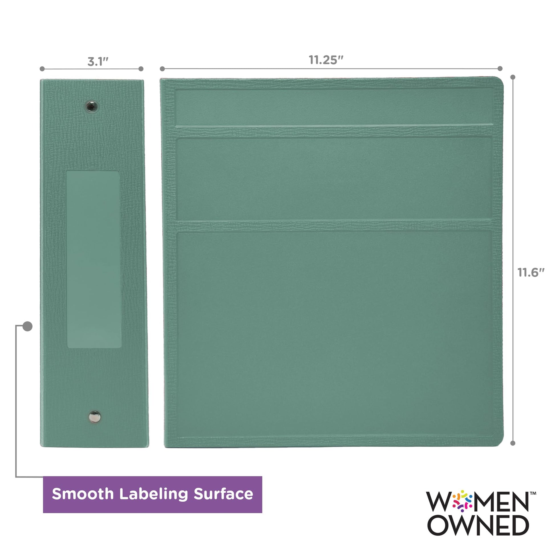 Carstens 3-Inch Heavy Duty 3-Ring Binder - Side Opening, Mint, Durable Plastic, Precision No-Gap