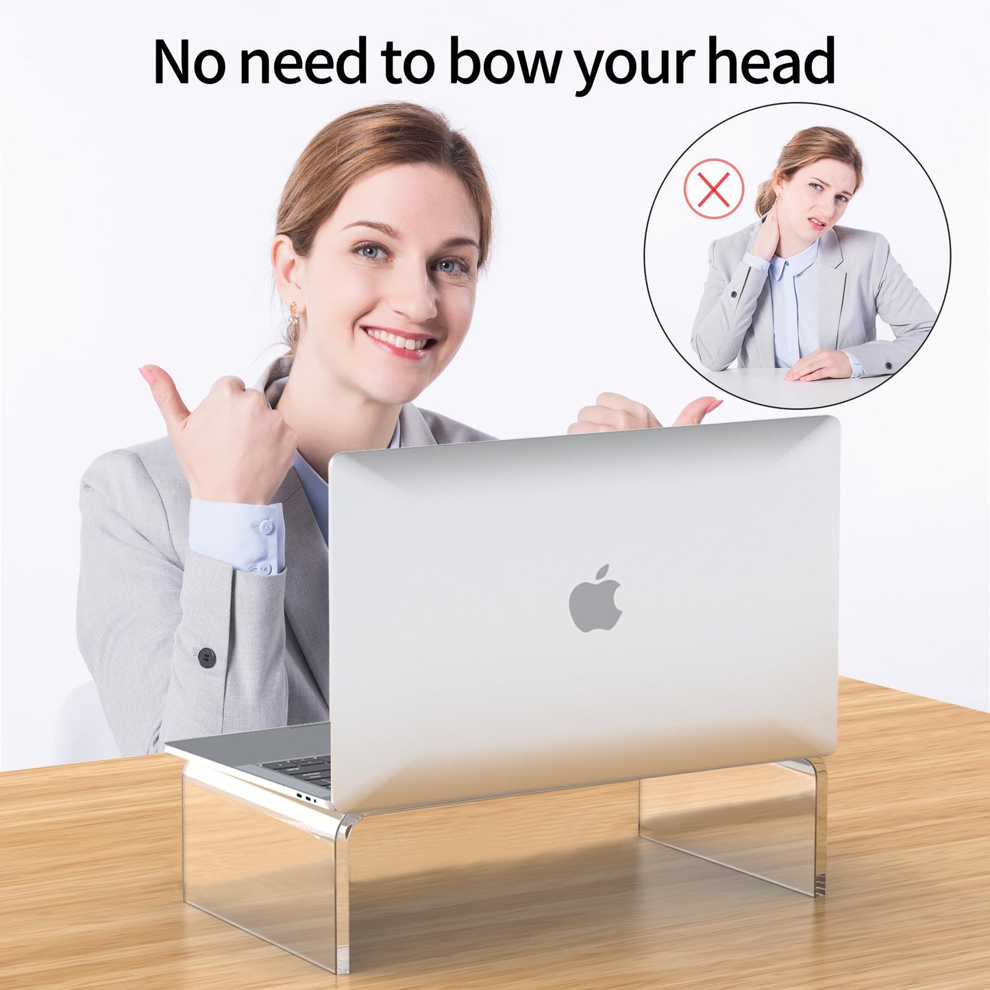 Beimu Acrylic Monitor Stand Riser Clear Laptop Stand Riser L12.5 xW7.5 xH4