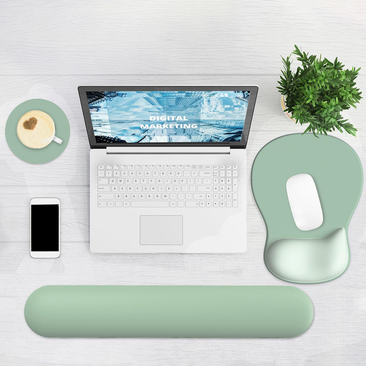 Ergonomic Mouse Pad with Wrist Rest and Keyboard Wrist Rest, Gel Mousepad