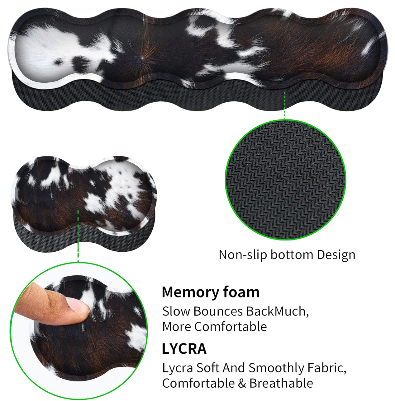 JVGFYNKL Gaming Mouse Pad XXL Large Desk Cute Black Cowhide Extended Mousepad Ergonomic Memory Foam