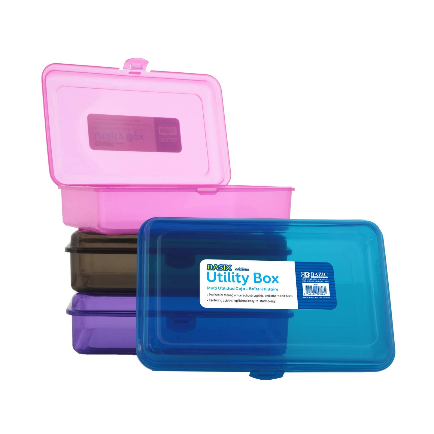 BAZIC PRODUCTS Basix Multipurpose Utility Box, for Desk Office School, Set of 4