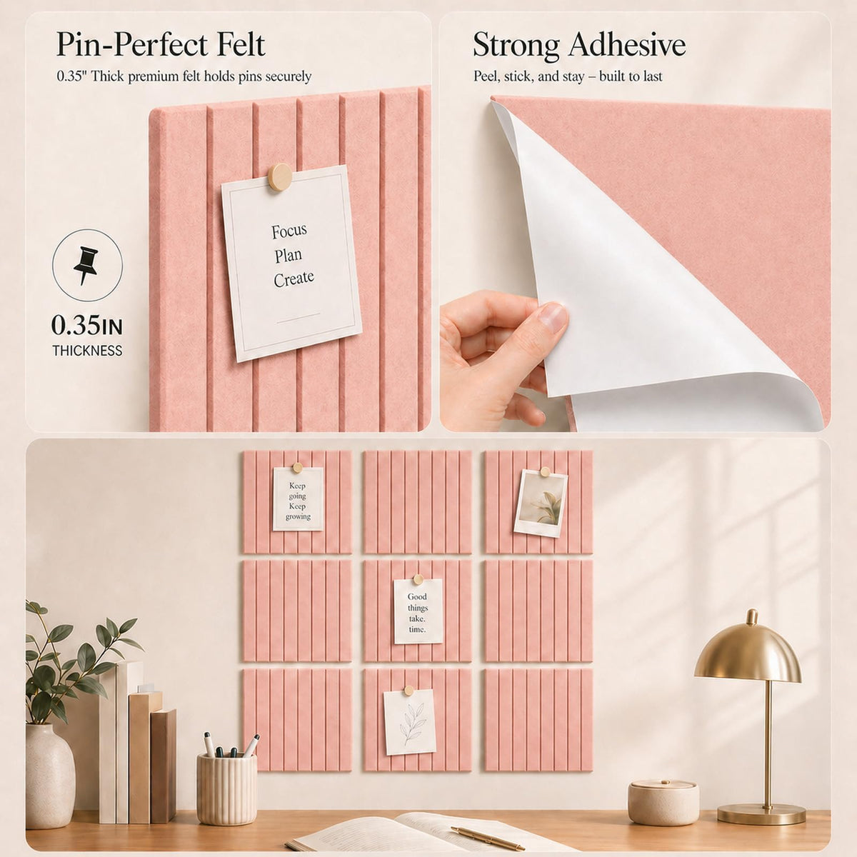 Baysola Stripe Felt Bulletin Board Tiles, Cork Board Alternative 24 x 36 in