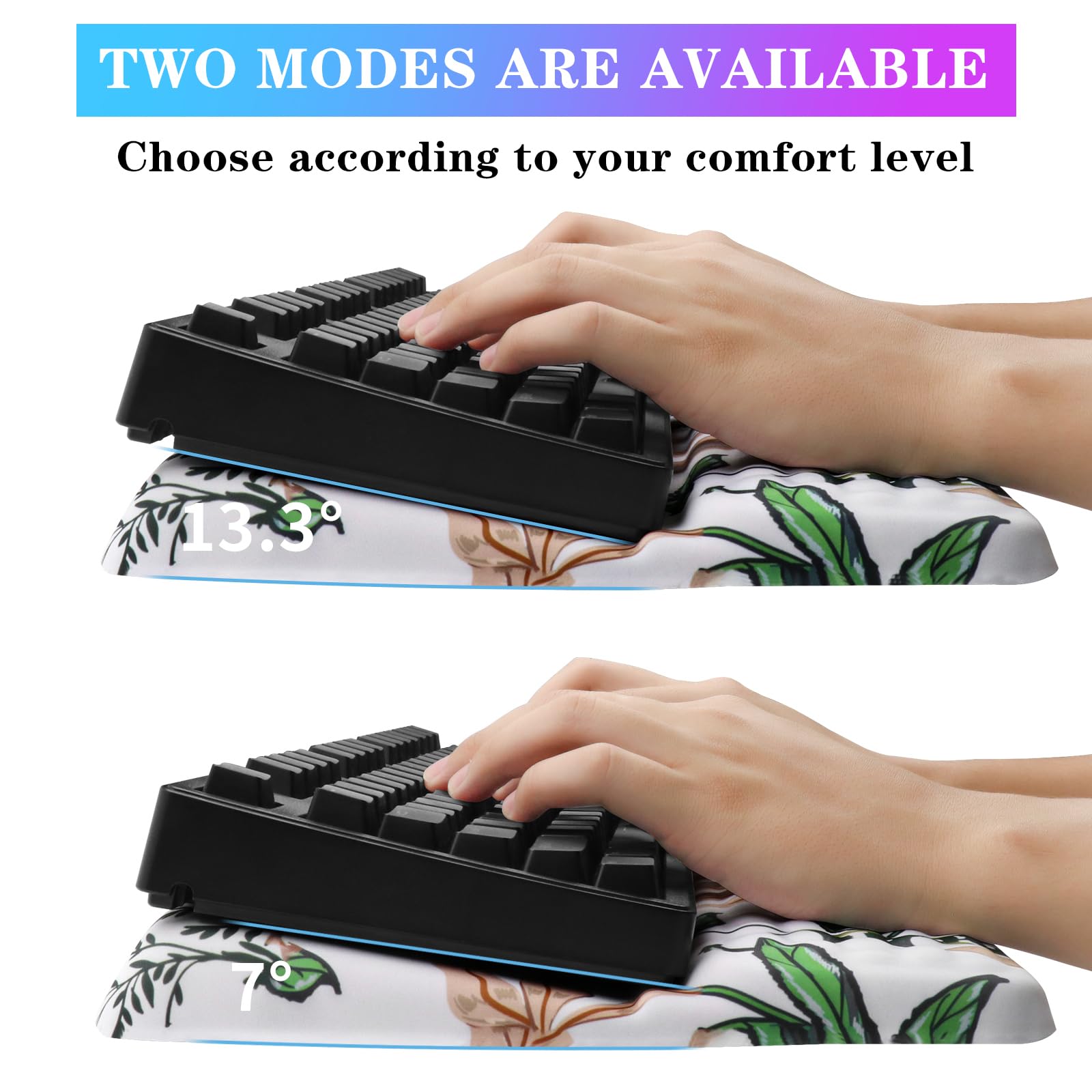 Computer Keyboard Stand with Wrist Rest, Ergonomic Tilted Keyboard Holder - Keyboard Riser with