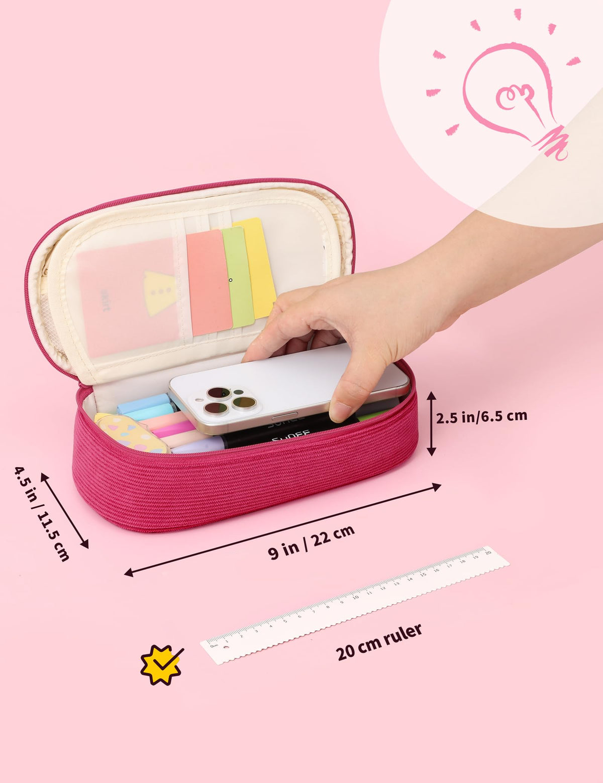SUNEE Cute Pencil Case, Large Pencil Pouch, Soft Corduroy Fabric Big Pencil Bag with Zipper, Kawaii