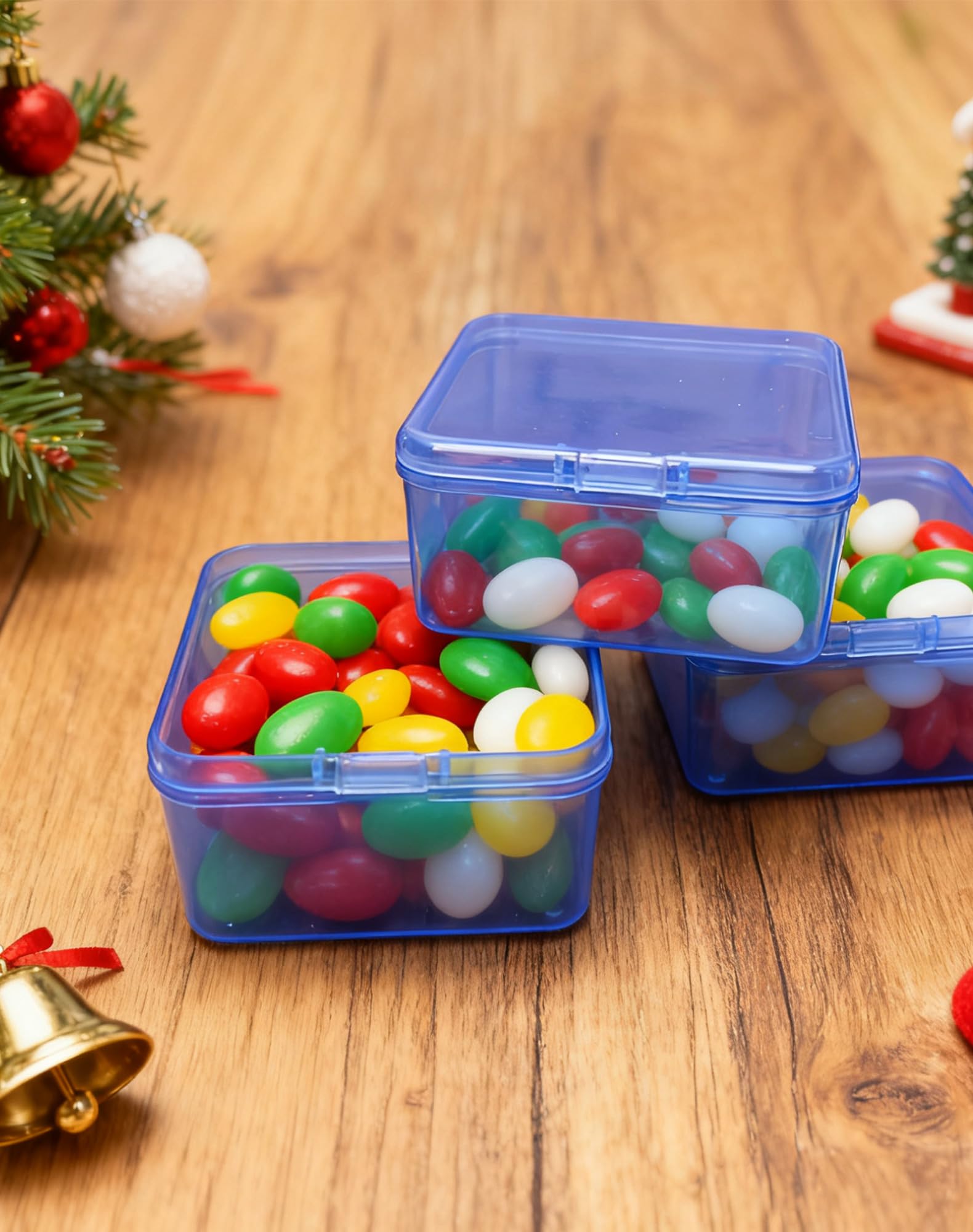 LJY 60 Blue Square Plastic Boxes, 2.5 x 2.5 x 1.4 in for Buttons