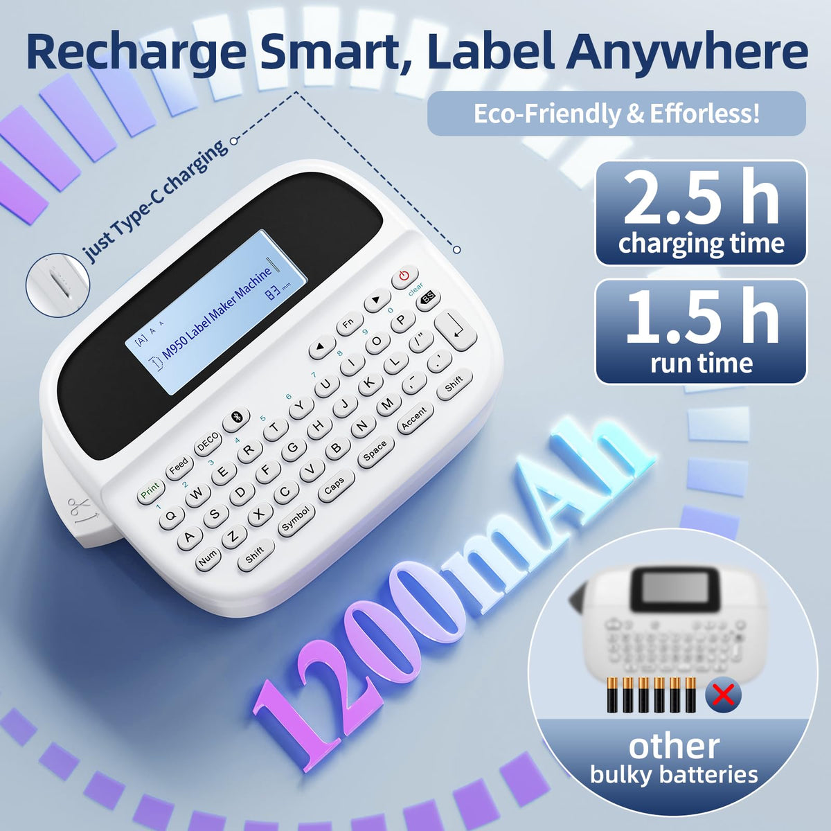 VolenGo M950 Label Maker Machine with Tapes, Label Maker Waterproof-Labels