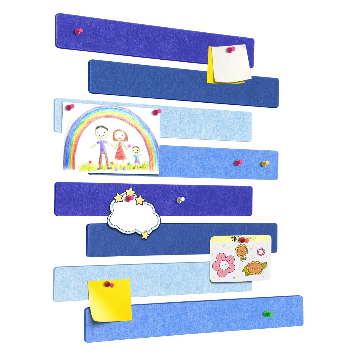 GoTiling Cork Board for Walls - 8 Pack Felt Pin Board Bar Strips - Self-Adhesive Lightweight