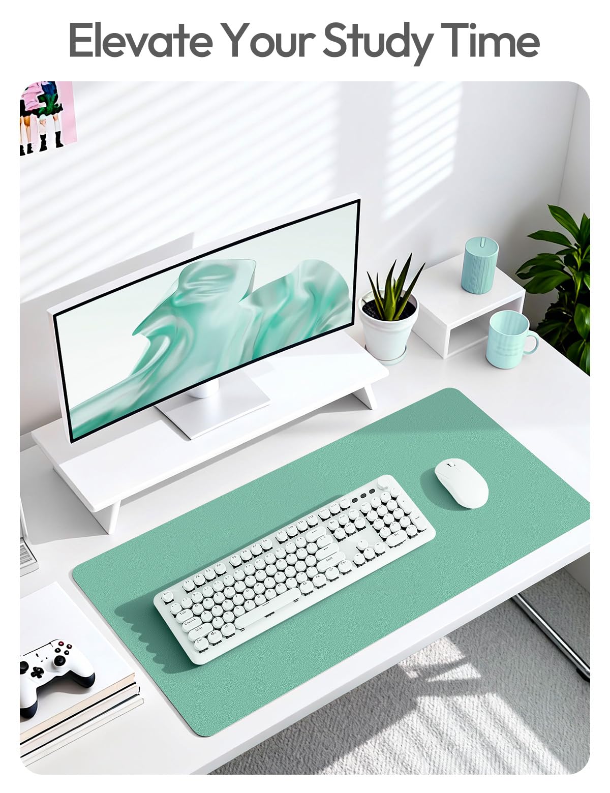 YSAGi Leather Desk Protector, Office Mat, Large Mouse Mat, Non-Slip PU Leather Blotter, Laptop