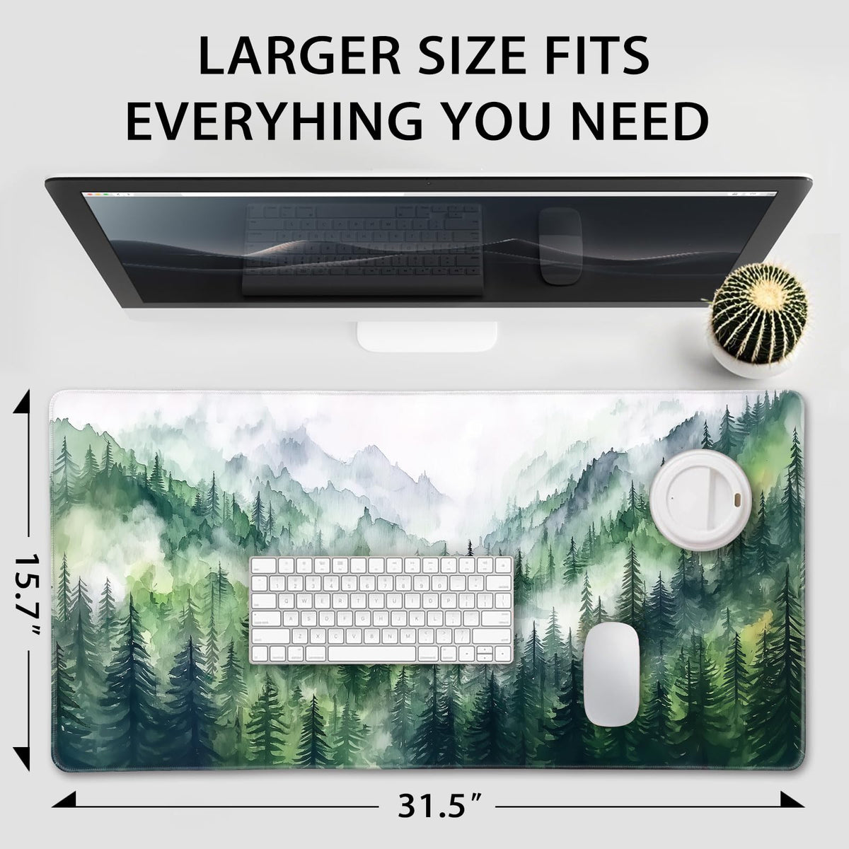 Mcapirivo Misty Forest Mountain Gaming Mouse Pad Desk Mat 31.5"x15.7"
