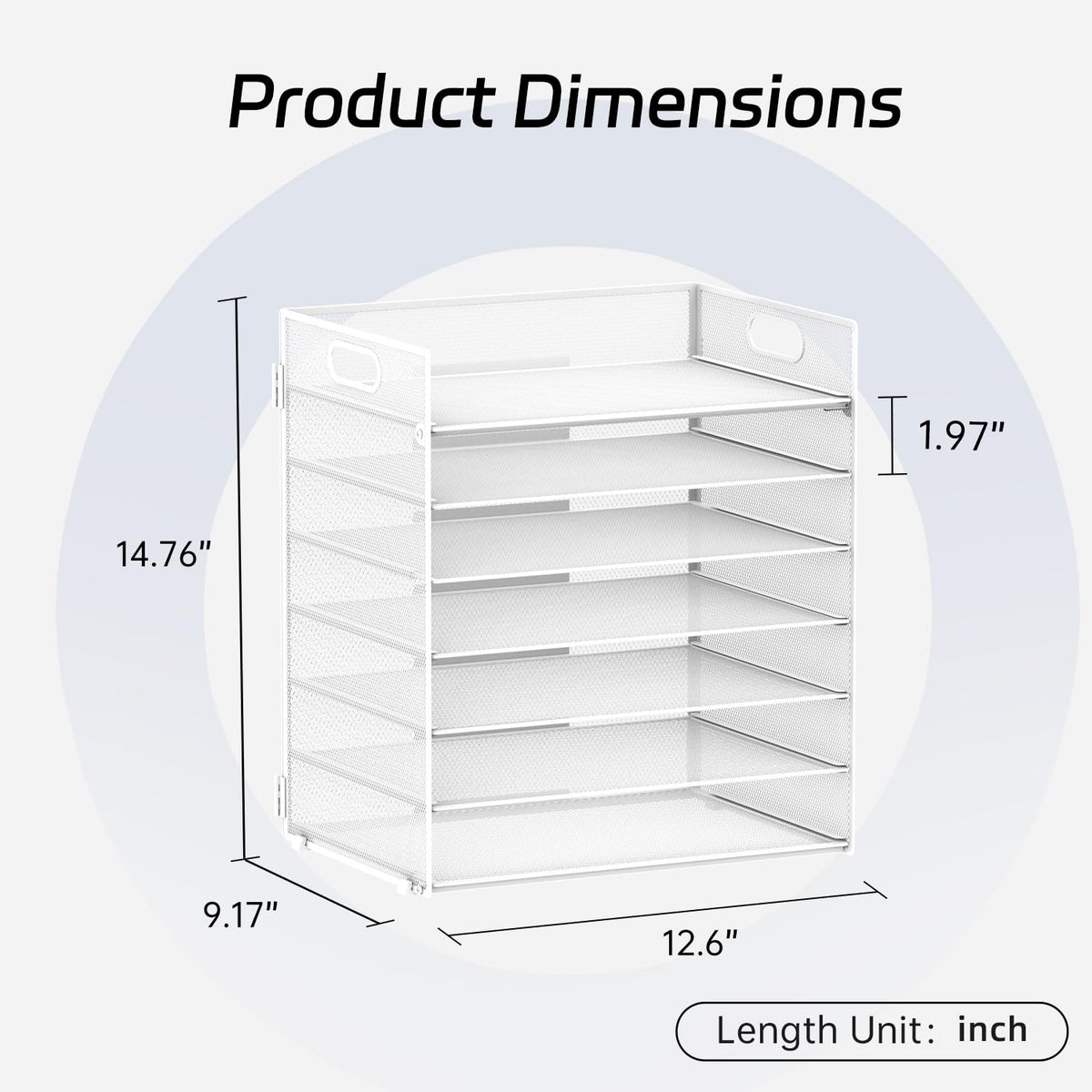 ReePlan 7 Tier Paper Organizer for Desk with Letter Trays & Handle White