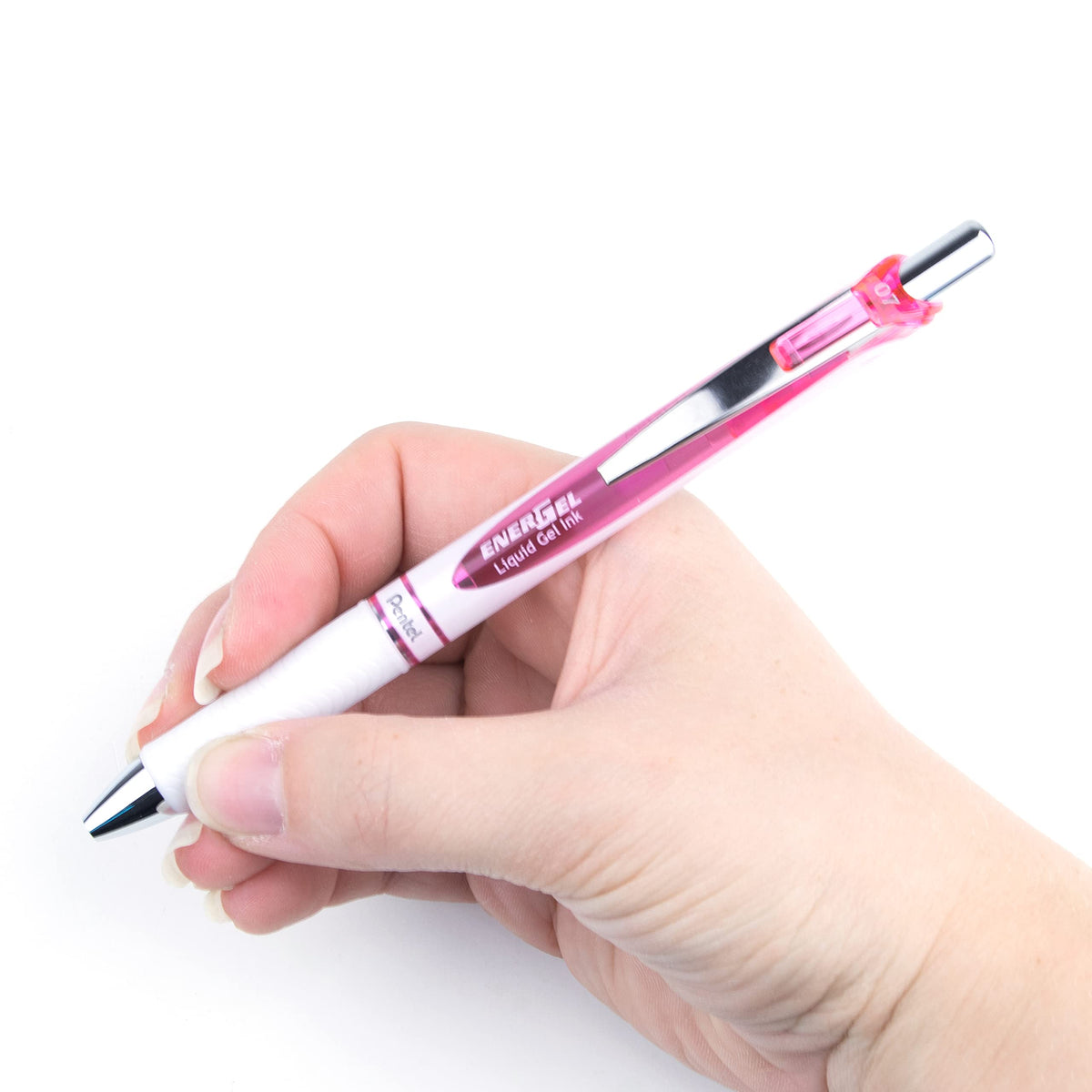 Pentel EnerGel Pearl Deluxe RTX Retractable Liquid Gel Pen, (0.7mm), Accent, Pink Ink, Box of 12