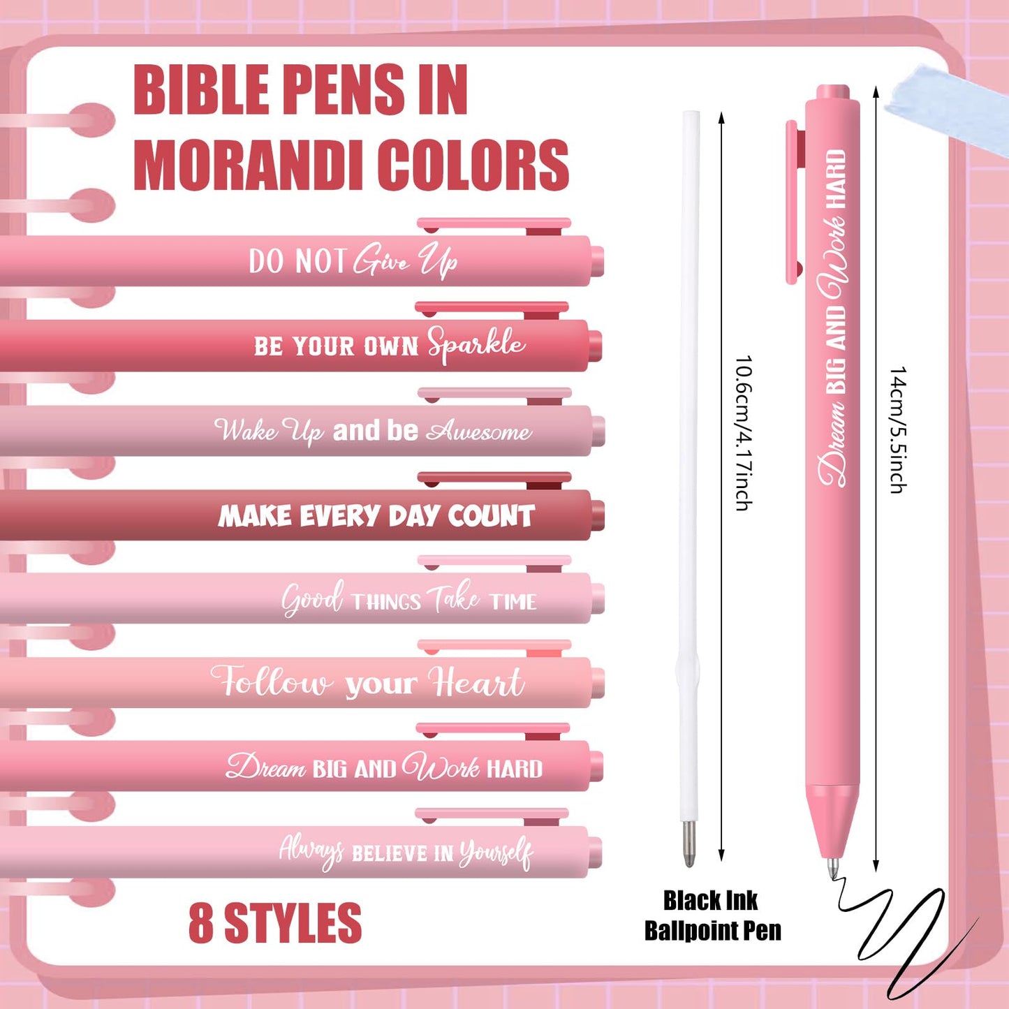 Sayglossy 80 Pcs Motivational Pens Christian Ballpoint Pens Inspirational Quotes Writing Tool Small