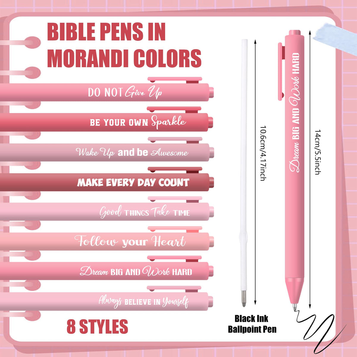 Sayglossy 80 Pcs Motivational Pens Christian Ballpoint Pens Inspirational Quotes Writing Tool Small