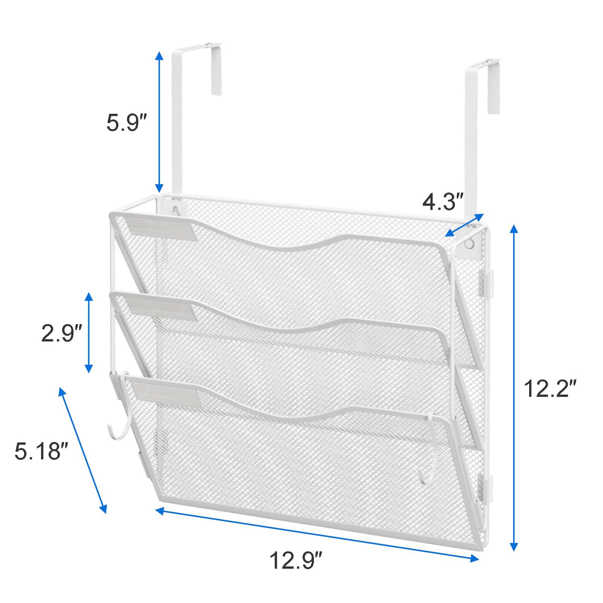 BOHDK Wall File Organizer, Hanging File Folder Organizer, Vertical Mesh Metal Door/Wall Mount