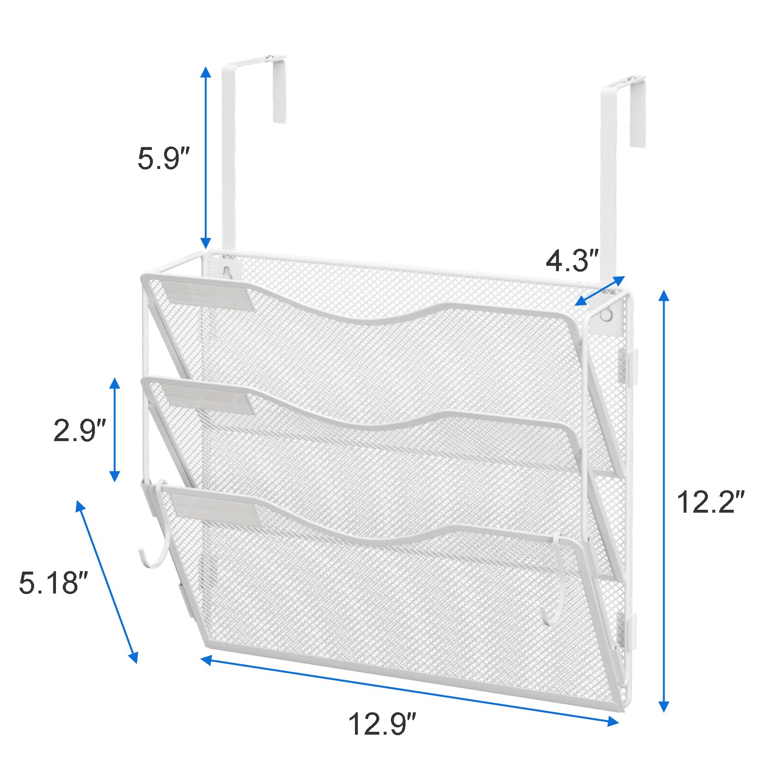BOHDK Wall File Organizer, Hanging File Folder Organizer, Vertical Mesh Metal Door/Wall Mount