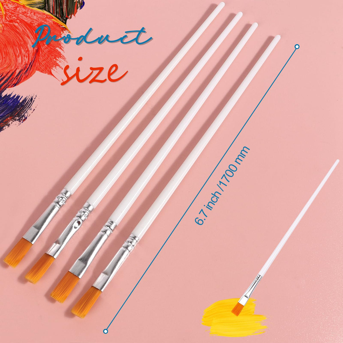 200Pcs Paint Brushes for Acrylics Painting, Flat Paint Brush Bulk, White