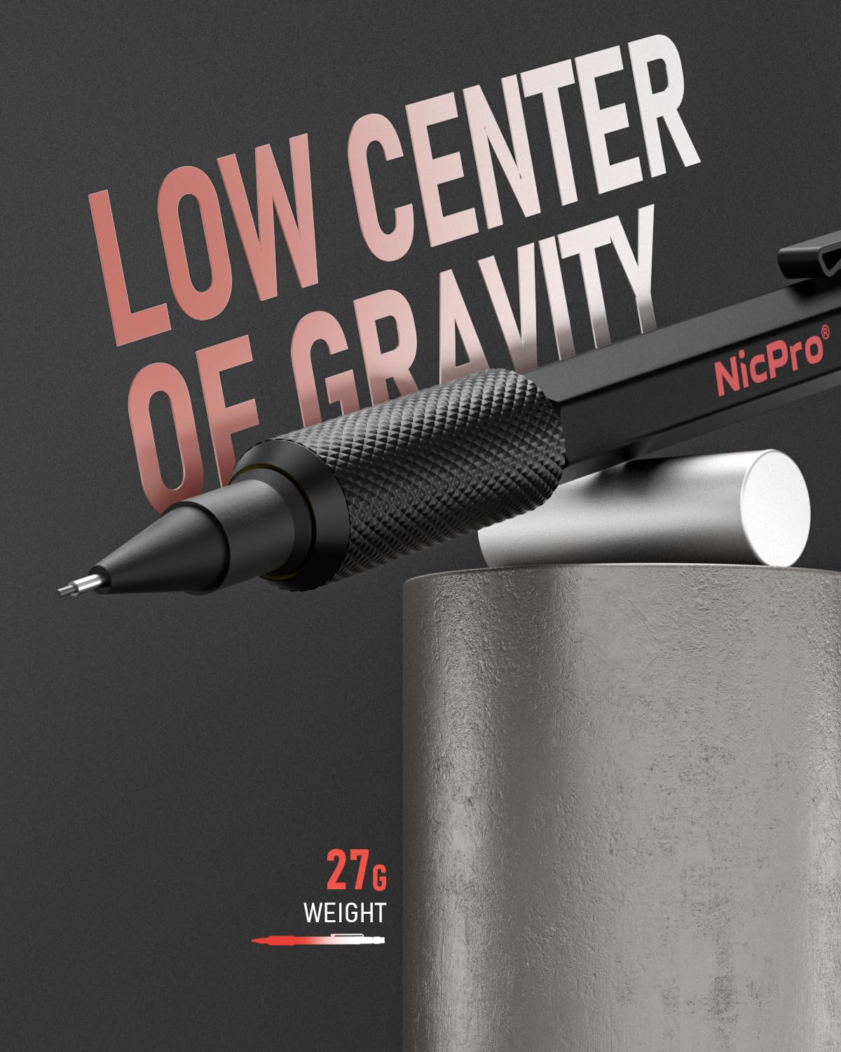 Nicpro 0.5 mm Mechanical Pencil Set with Case, 3PCS Metal Pencils