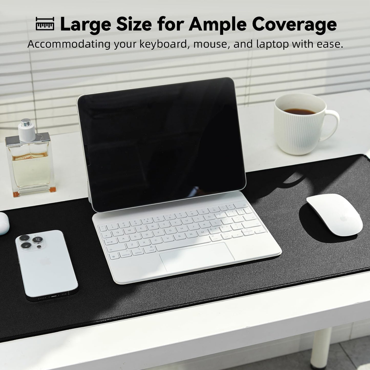 Reniteco Large Office & Gaming Mouse Pad, 35.4" x 11.8" Desk Mat, Black