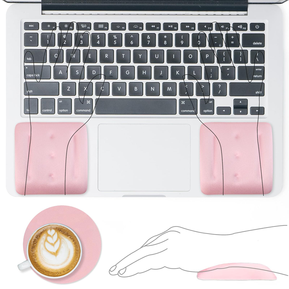 VAGAU Wrist Rests for Laptop, Wrist Support for Keyboard and Mouse Pink