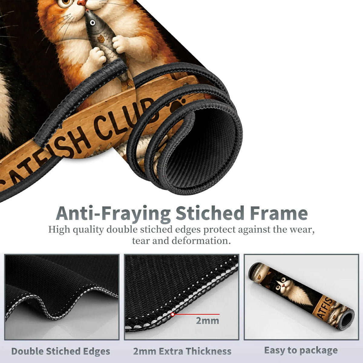 Fishing Cat Crew Large Mouse Pad, 31.5 x 11.8 in Extended Desk Mat