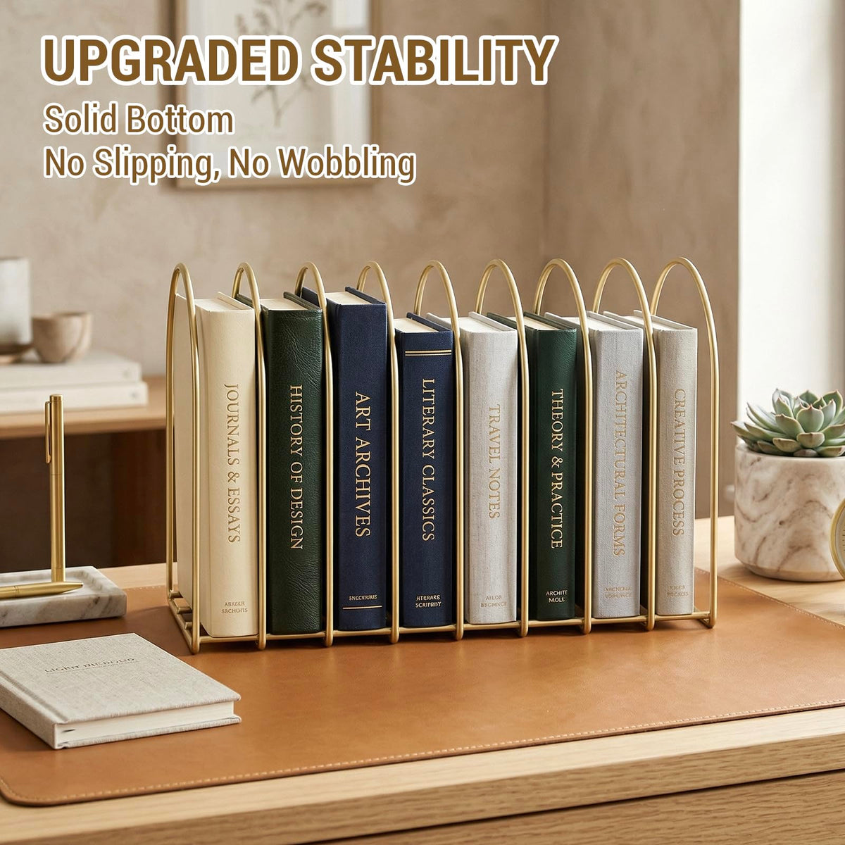 MyGift Brass Metal Wire File Desk Organizer Binder Holder with 8 Wide Slots