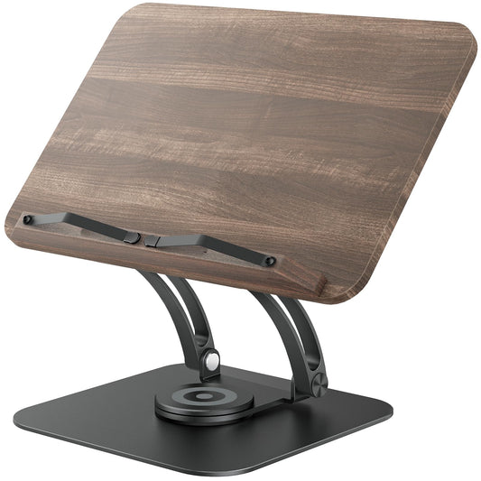 Tounee Book Stand for Reading, Adjustable Book Holder with 360° Swivel Base, Foldable Cookbook