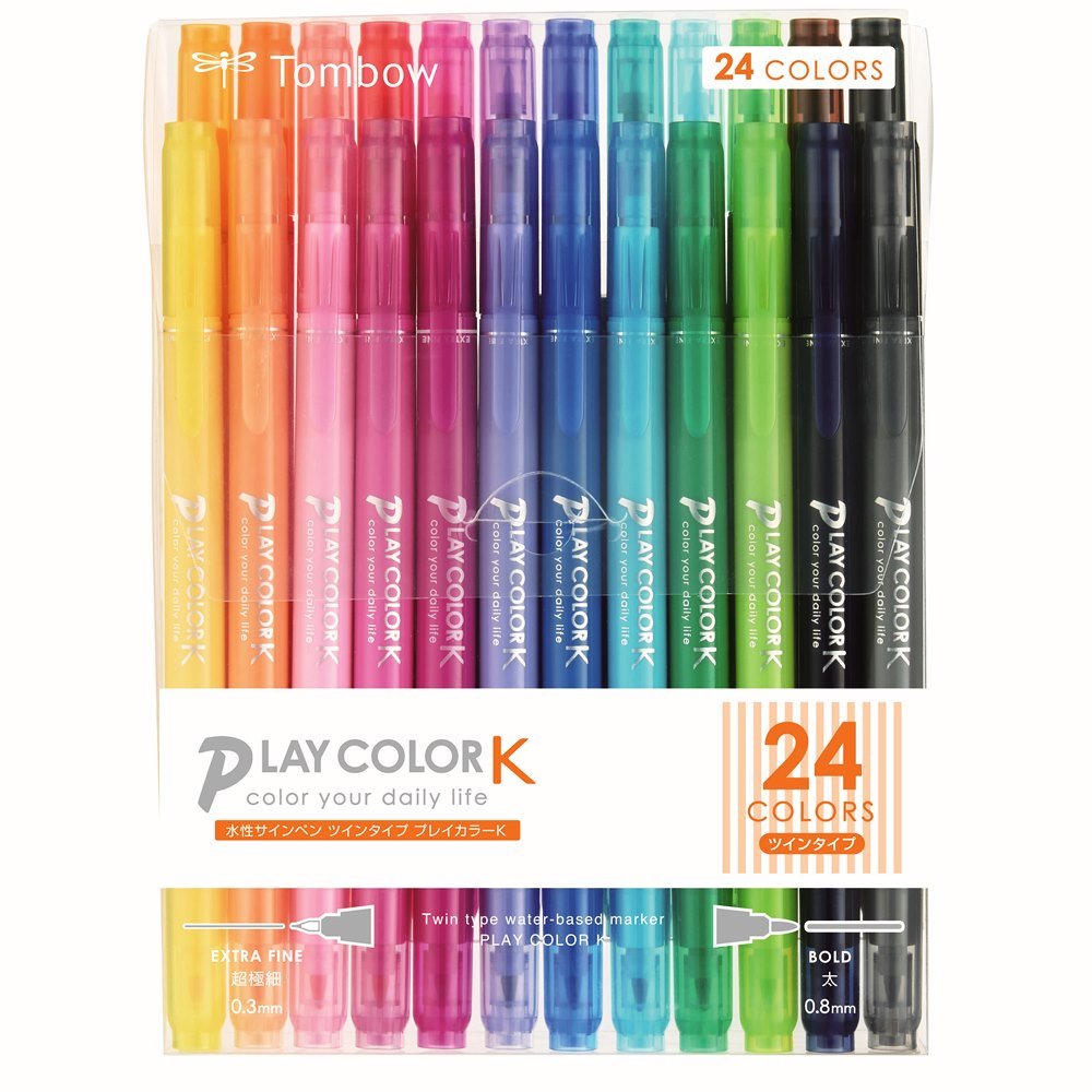 Tombow GCF-012 Water-Based Sign Pen, Play Color K, 24 Colors