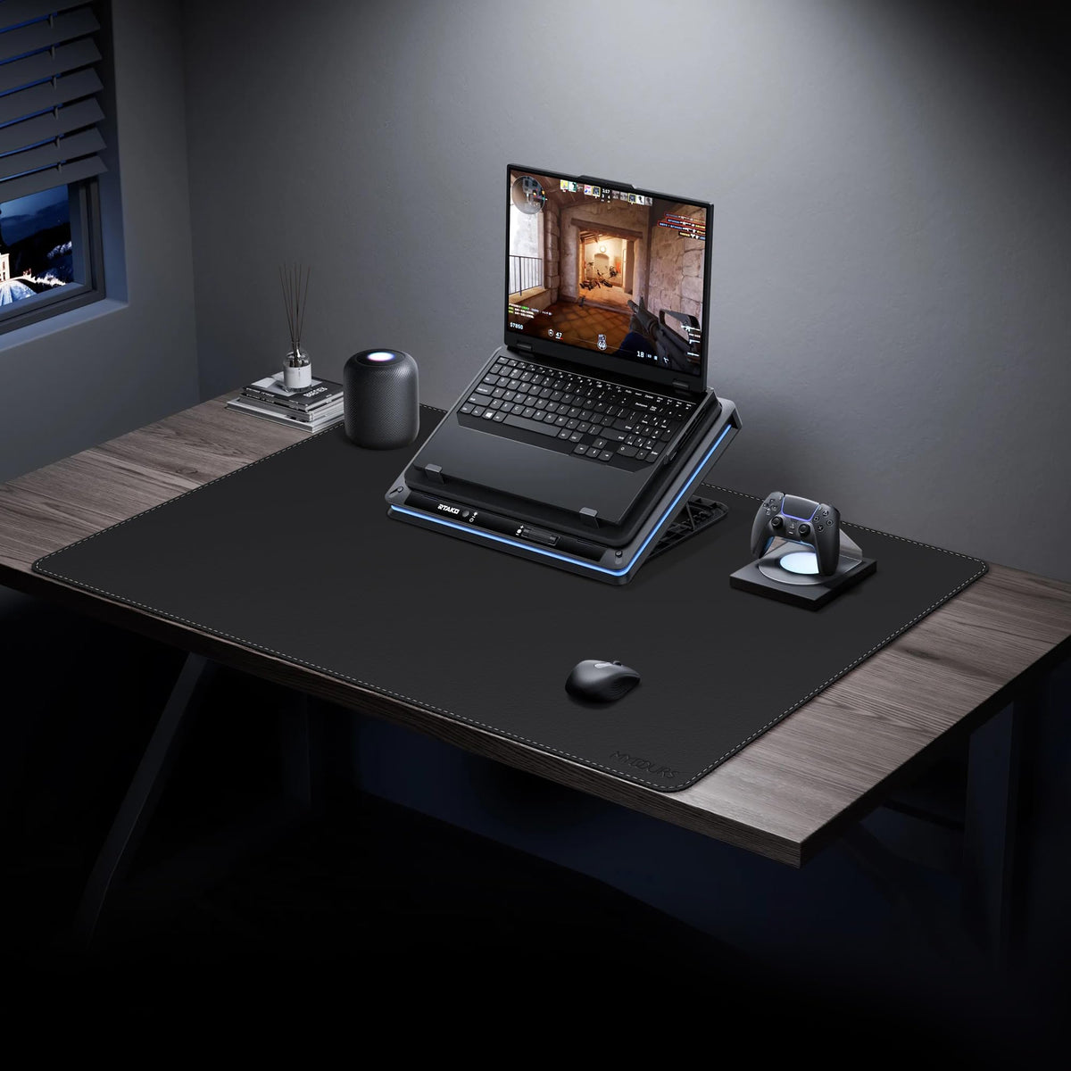 Mydours 36" x 24" XL Large Desk Mat - PU Leather Full Desk Mouse Pad, Black