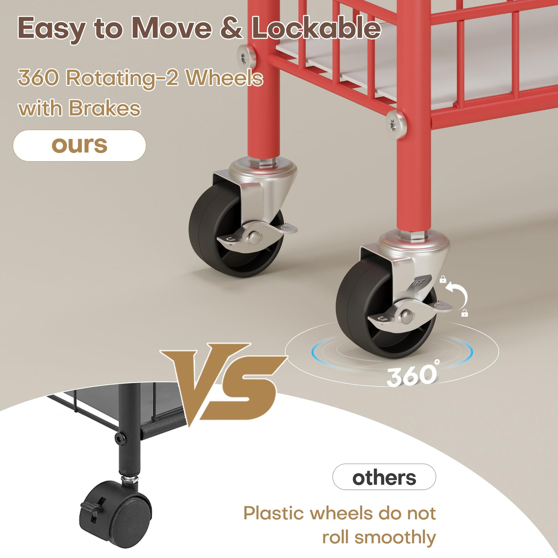 Qiaoxuan Slim Rolling Storage Cart 6 Tier, Metal Kitchen Rolling Utility Cart with Lockable Wheels
