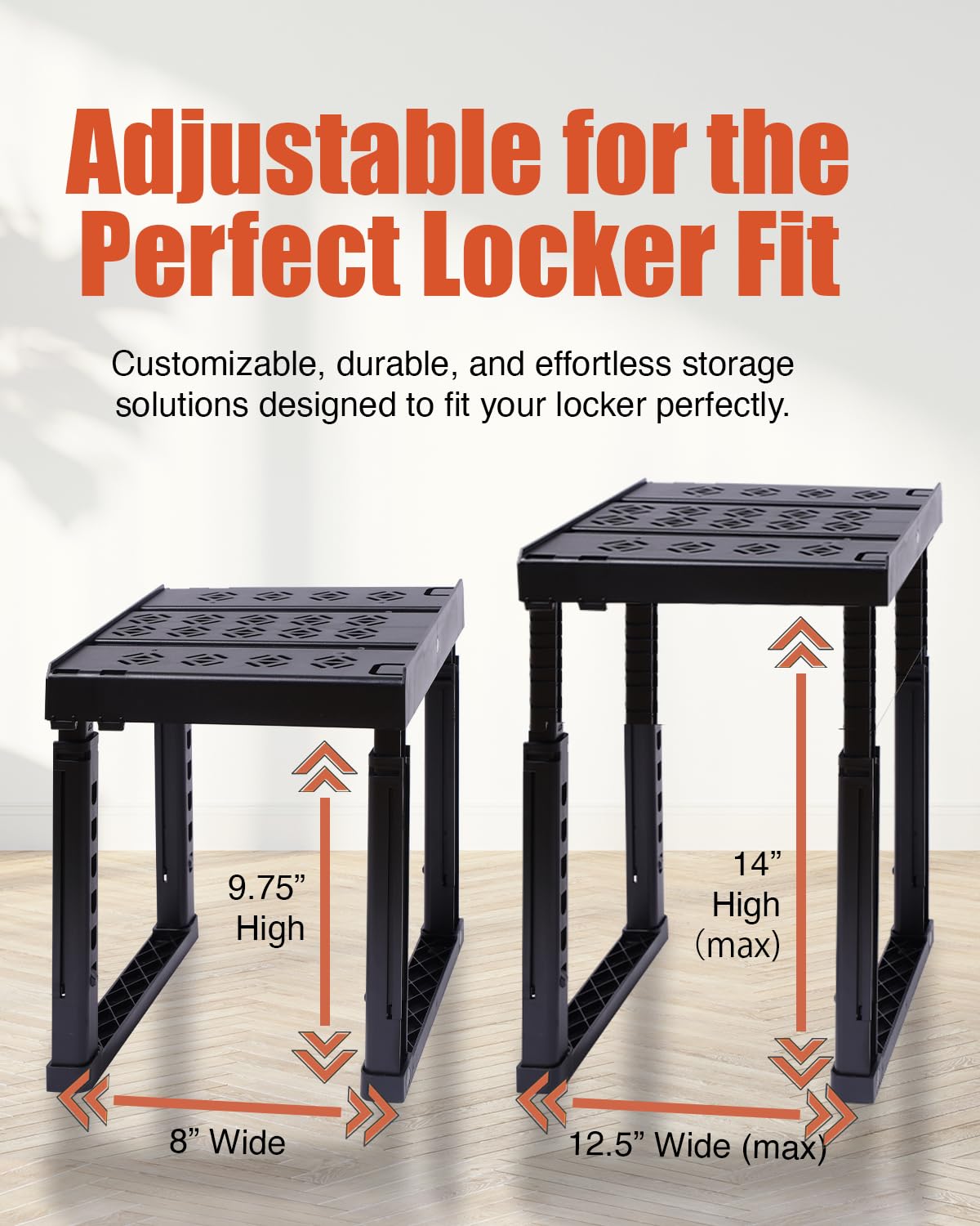 Piffny Locker Organizer Shelf, Adjustable Width and Height, Ideal for School, Office, and Gym
