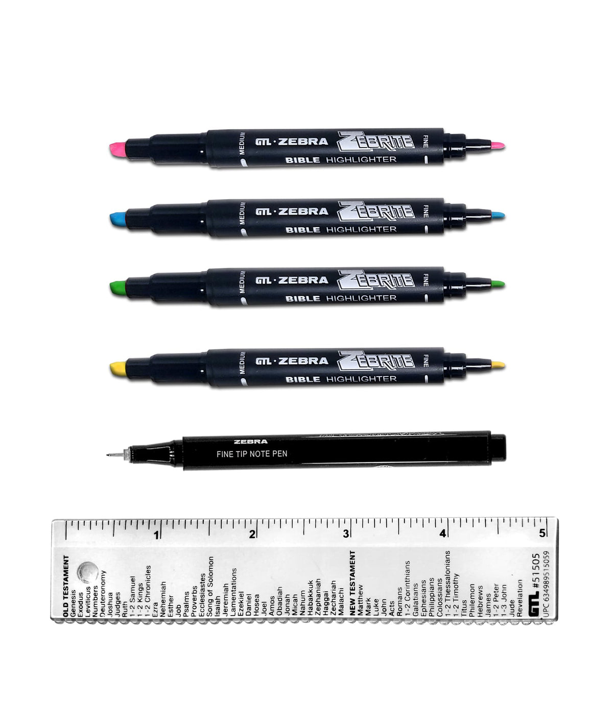 G.T. Luscombe Company, Inc. Zebrite Bible Marking Kit | No Bleed Pigmented Ink | No Fading or