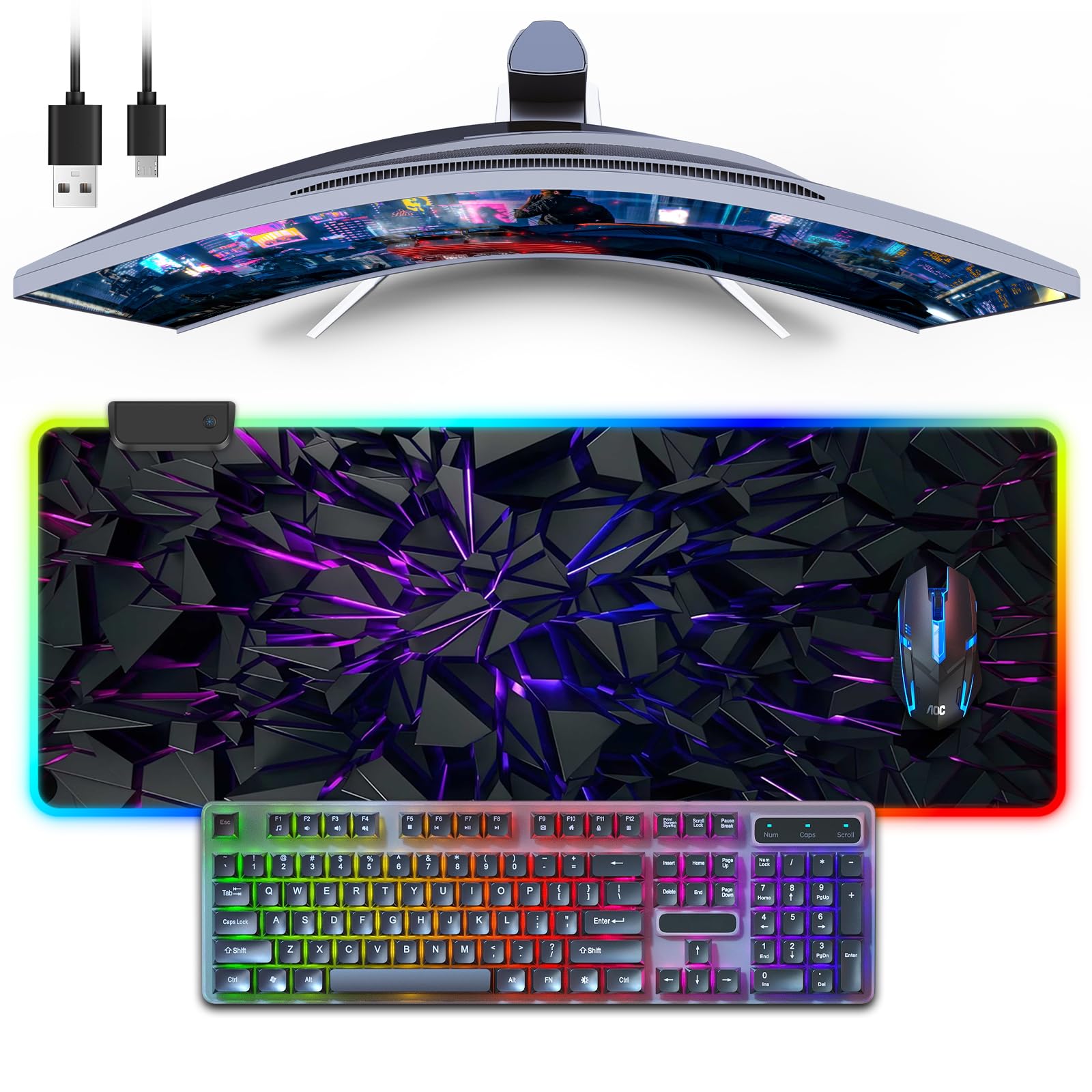 RGB Mouse Pad, Gaming Mousepad with 13 LED Light Modes