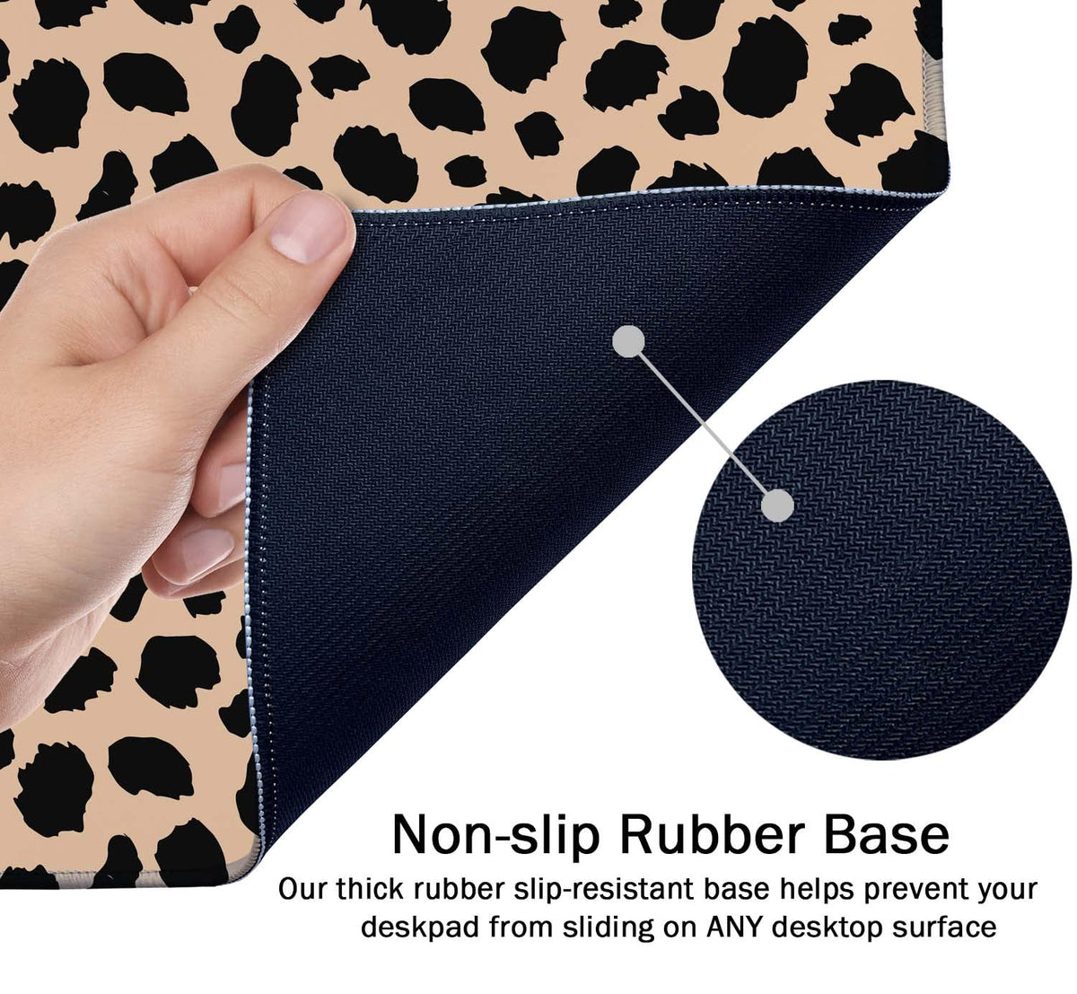SSOIU Leopard Print Cute Desk Mat, Extra Large Non-Slip Rubber Mousepad - 35.5x15.7 in, Extended