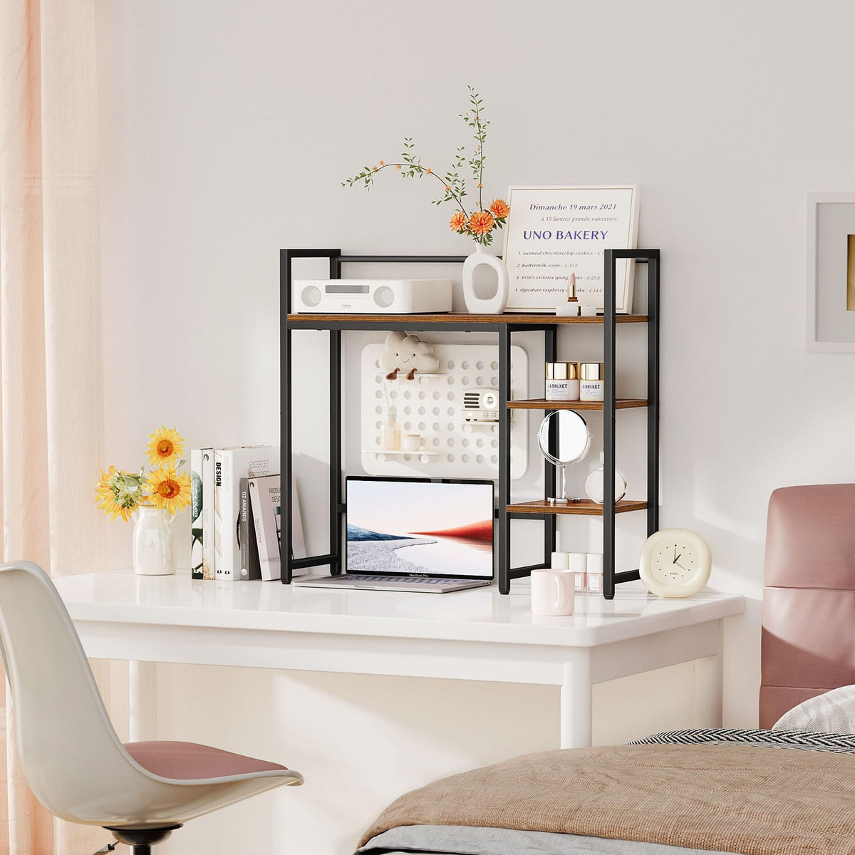 Snughome Desk Shelf, 31.9" Desktop Organizer Shelf, Desk Hutch for Computer Monitor, 4 Tier Desk